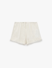 Bel Lastikli Dantelli Rahat Kesim Mini Şort Pijama Altı