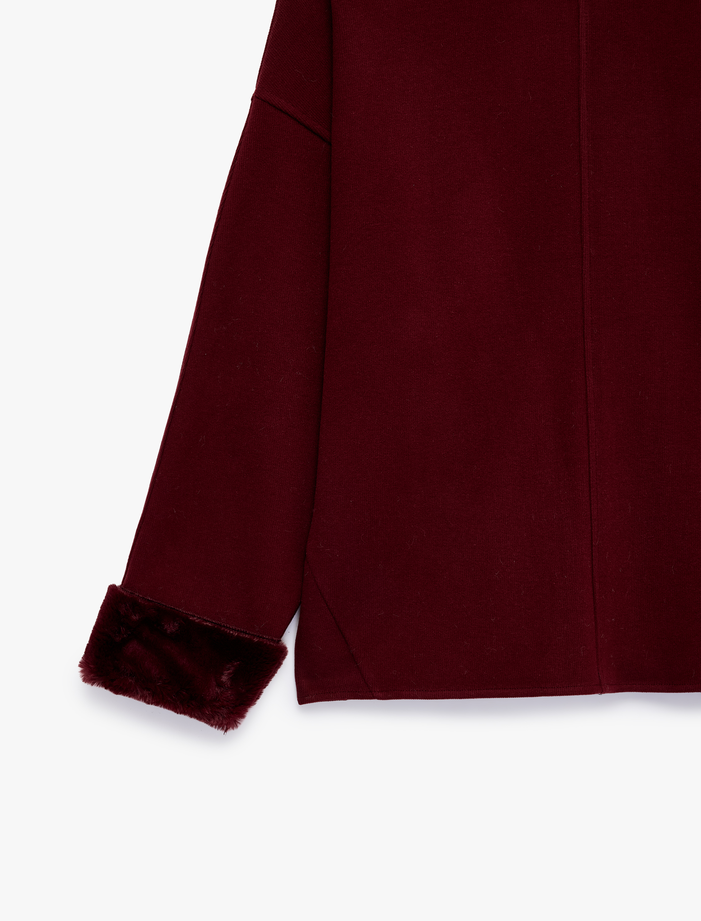  Bisiklet Yaka Uzun Kollu Suni Kürklü Oversize Sweatshirt