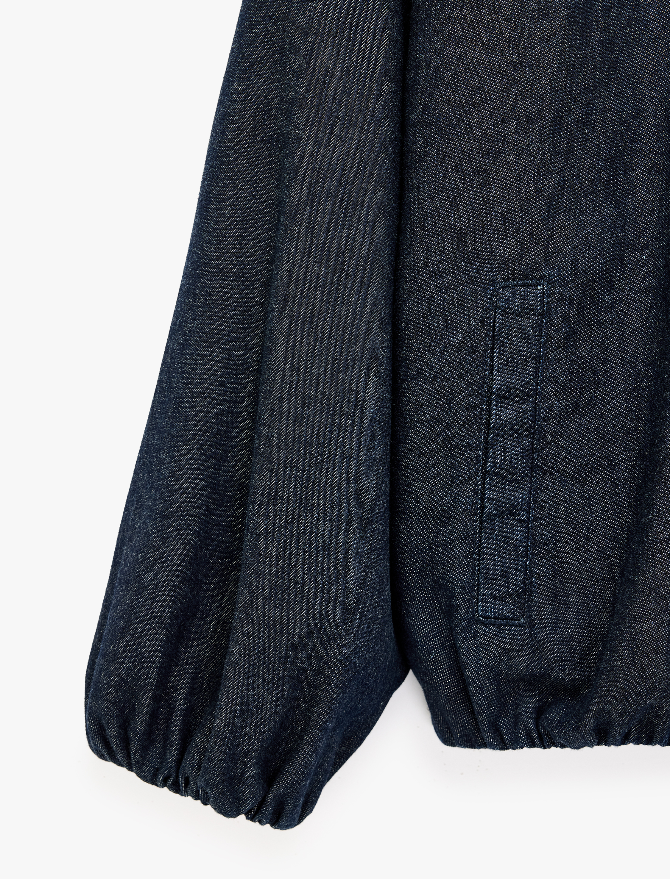   Uzun Kollu Dik Yaka Süslü Düğmeli Denim Bomber Ceket