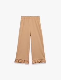 Beli Lastikli Fırfırlı Pamuklu Kaşkorse Pantolon