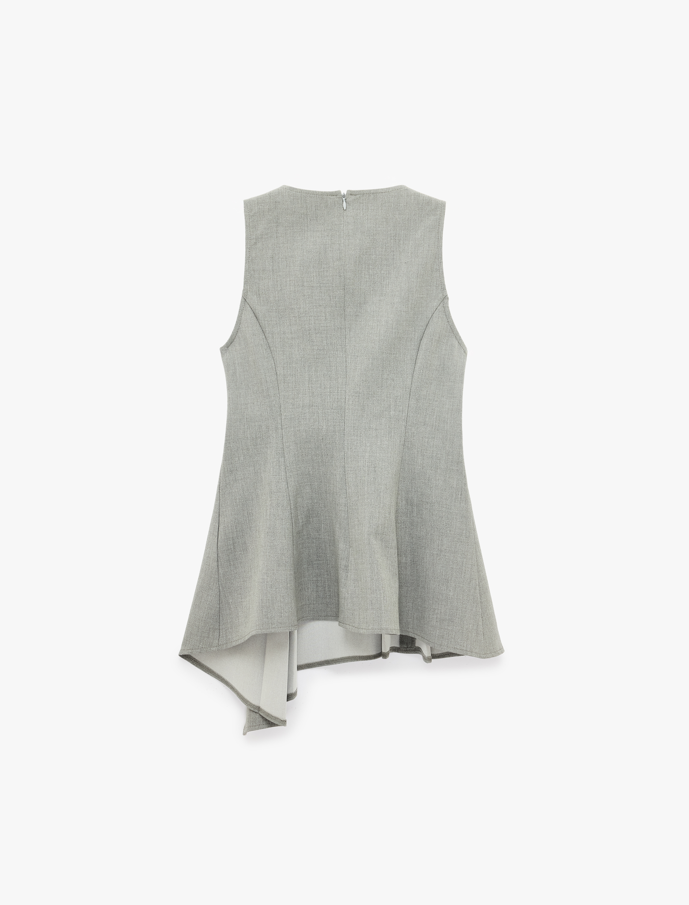   Bisiklet Yaka Kolsuz Asimetrik Pileli Peplum Bluz