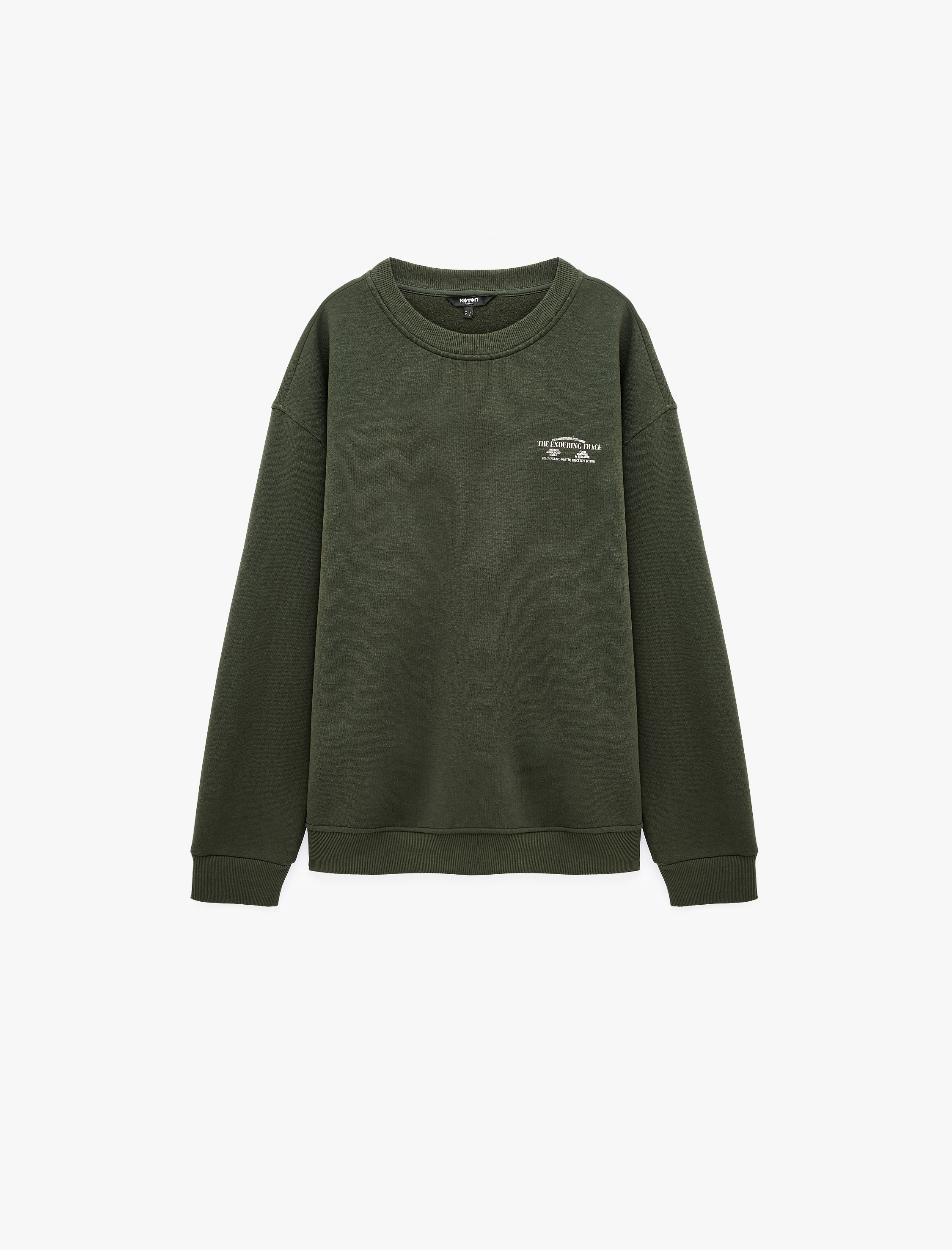   Üç İplik Şardonlu Rahat Kalıp Bisiklet Yaka Uzun Kollu Arkası Baskılı Sweatshirt