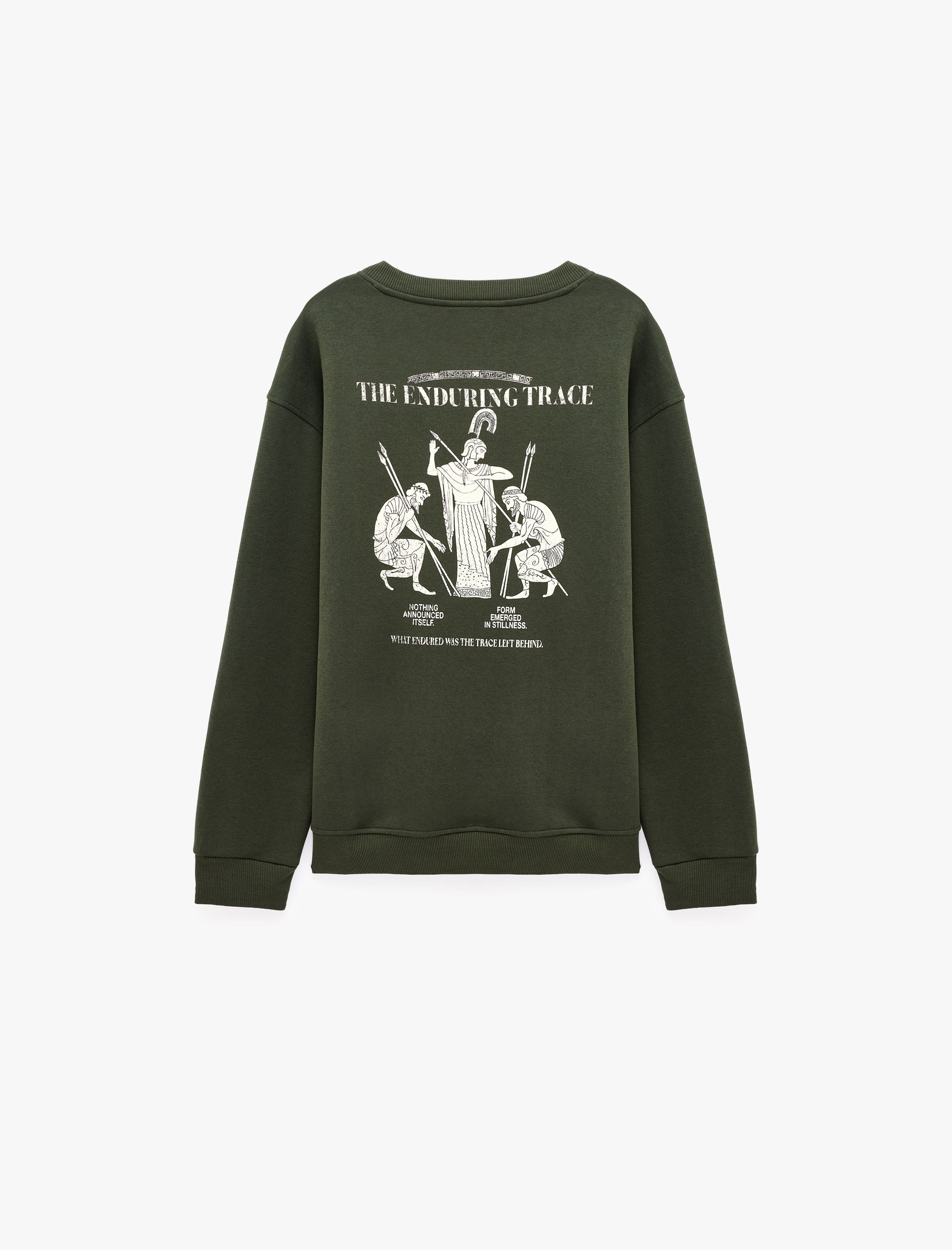   Üç İplik Şardonlu Rahat Kalıp Bisiklet Yaka Uzun Kollu Arkası Baskılı Sweatshirt