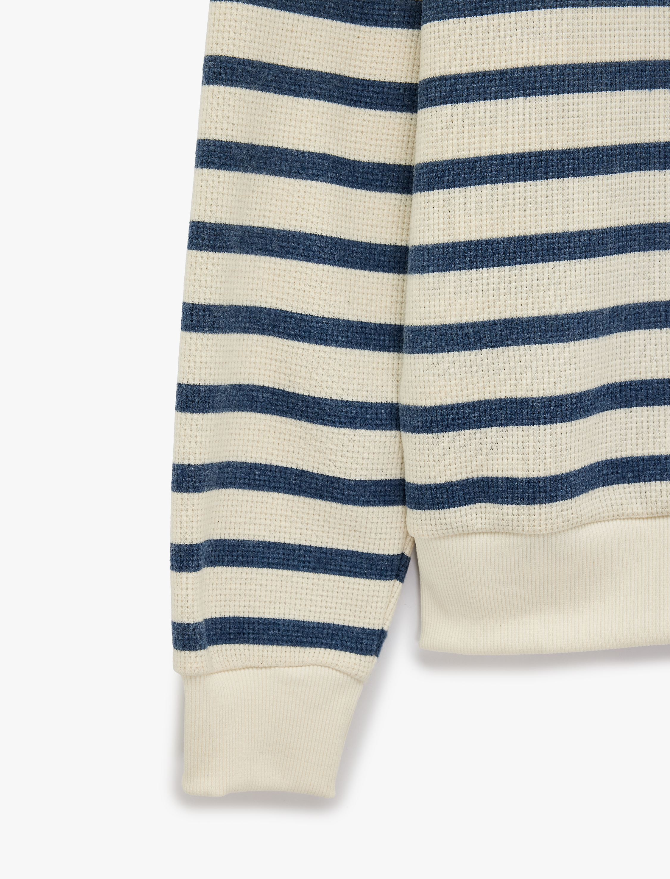   Uzun Kollu Üç İplik Şardonlu Bisiklet Yaka Çizgili Sweatshirt
