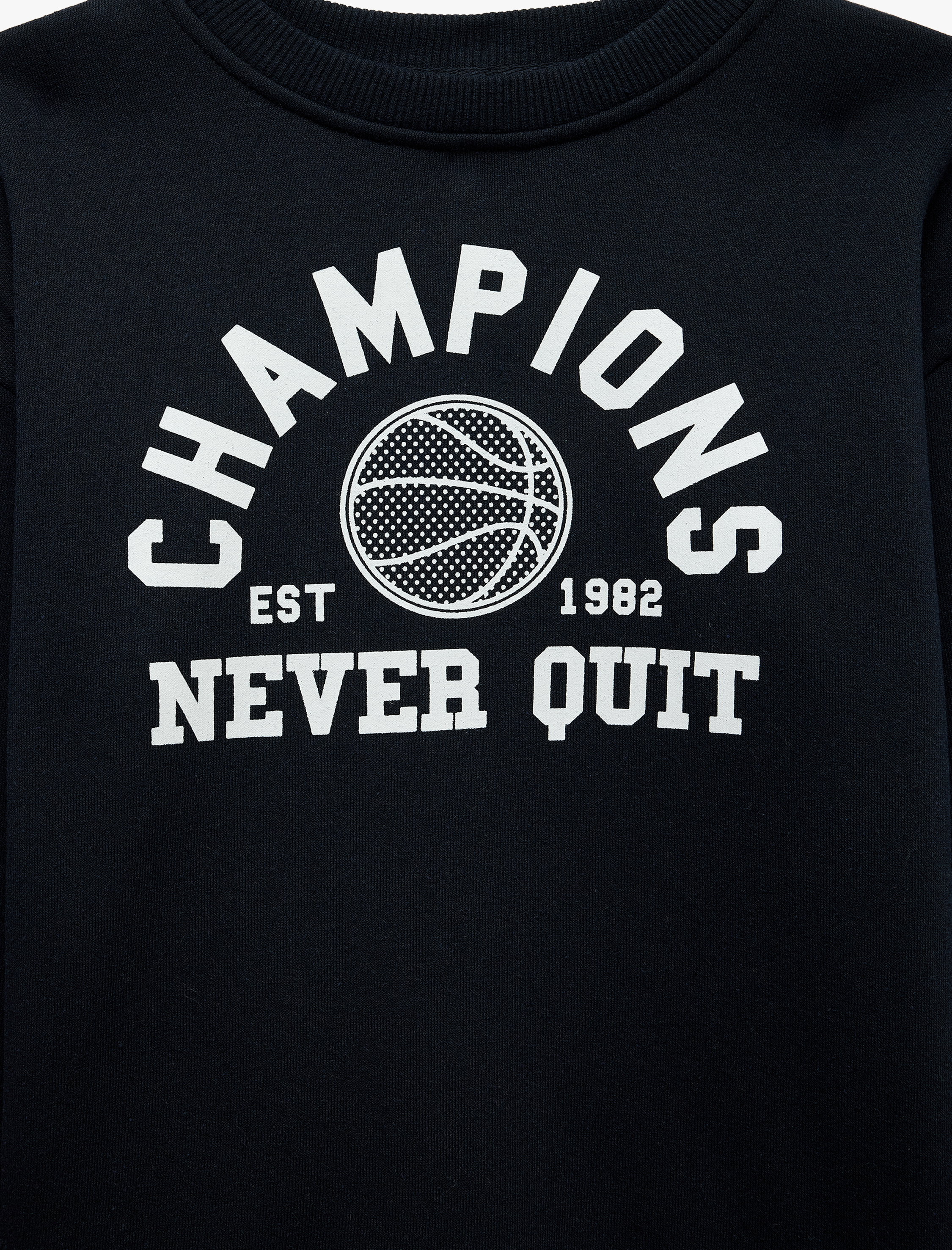  Erkek Çocuk Basketbol Baskılı Bisiklet Yaka Şardonlu Uzun Kollu Sweatshirt
