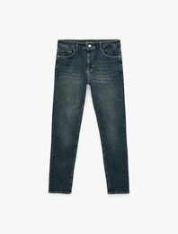 Normal Bel Pamuklu Cepli Slim Fit Jean Pantolon - Brad Jean