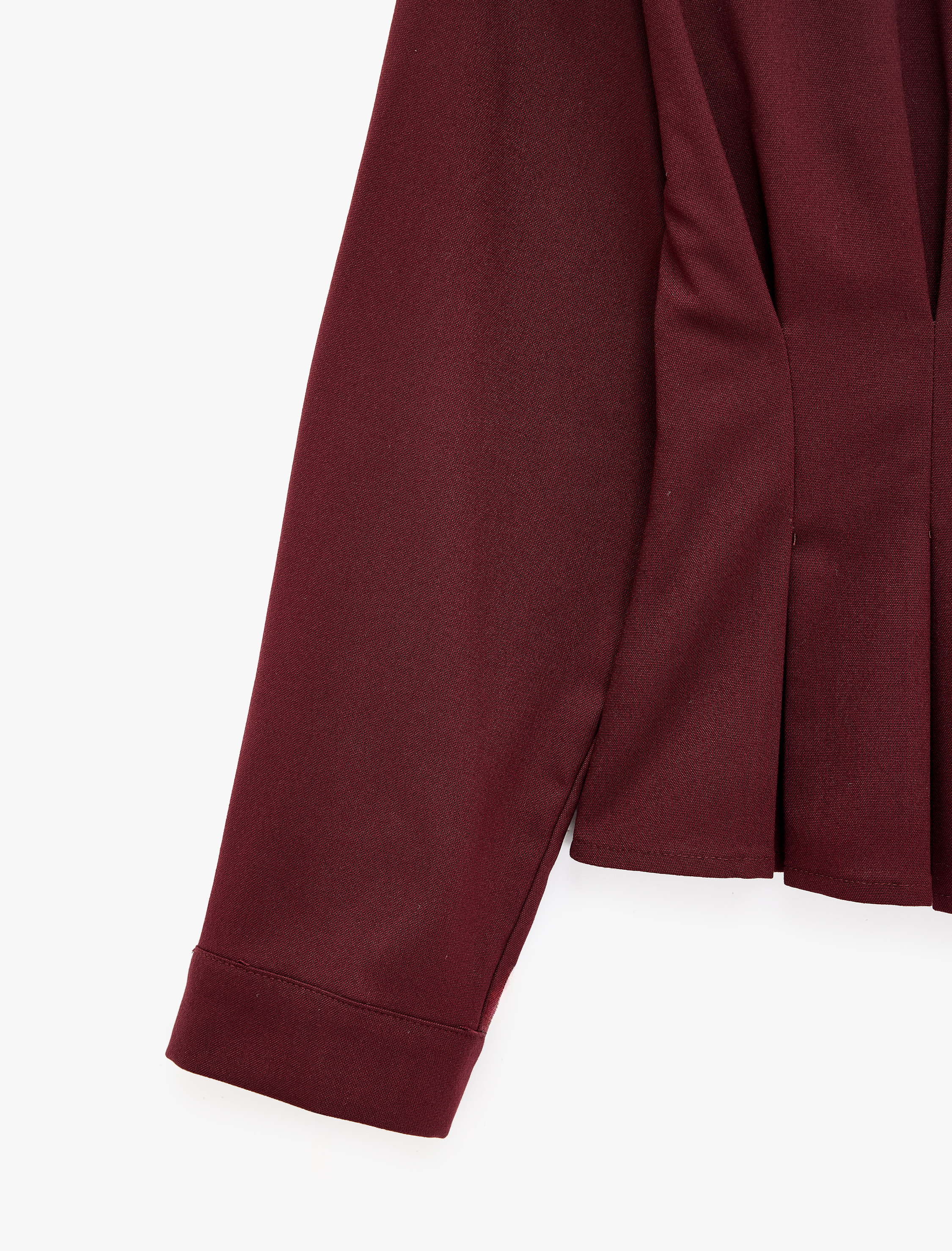   Slim Fit Uzun Kollu Kruvaze V Yaka Pileli Gömlek