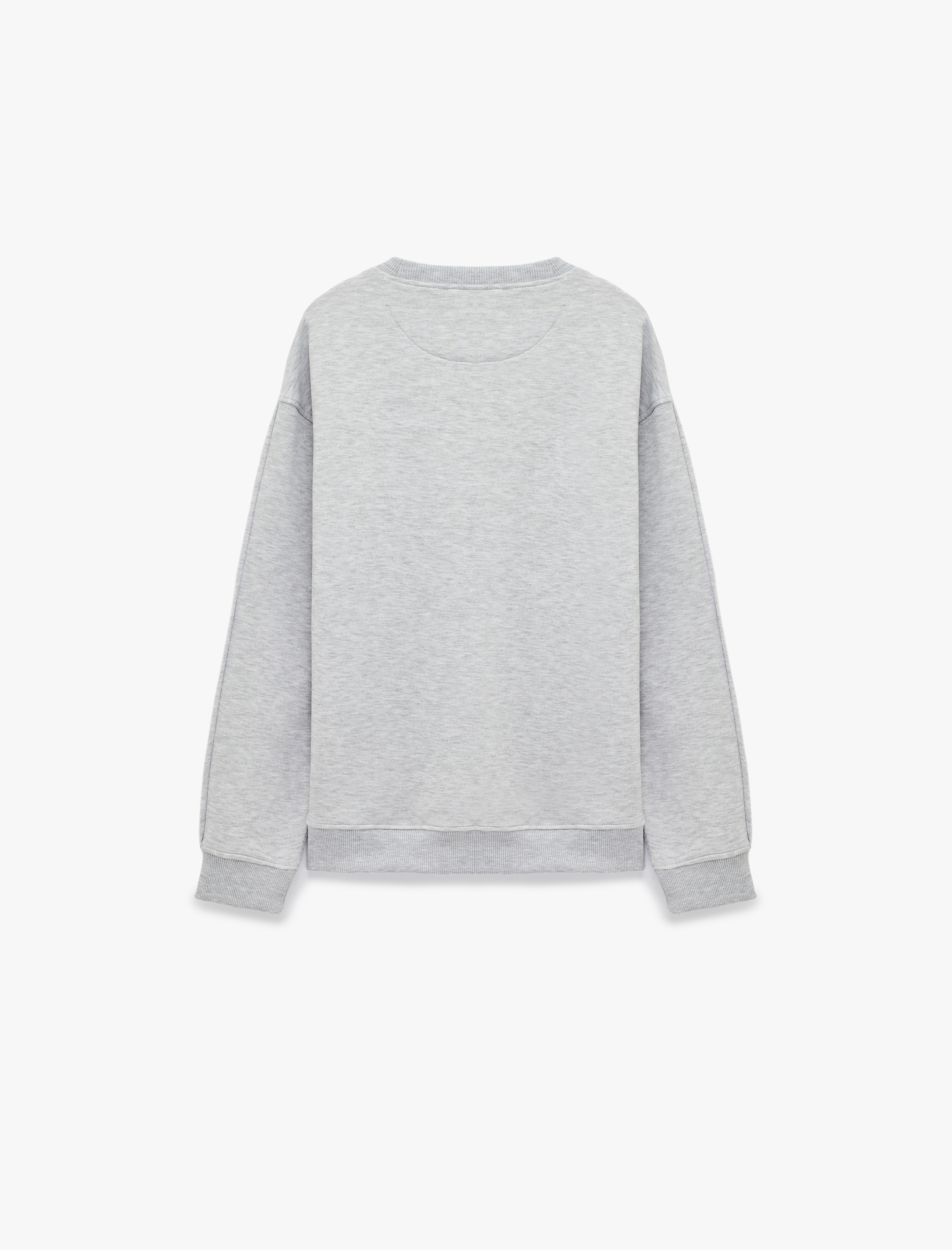   Şardonlu Rahat Kalıp Dikiş Detaylı Uzun Kollu Nakışlı Sweatshirt