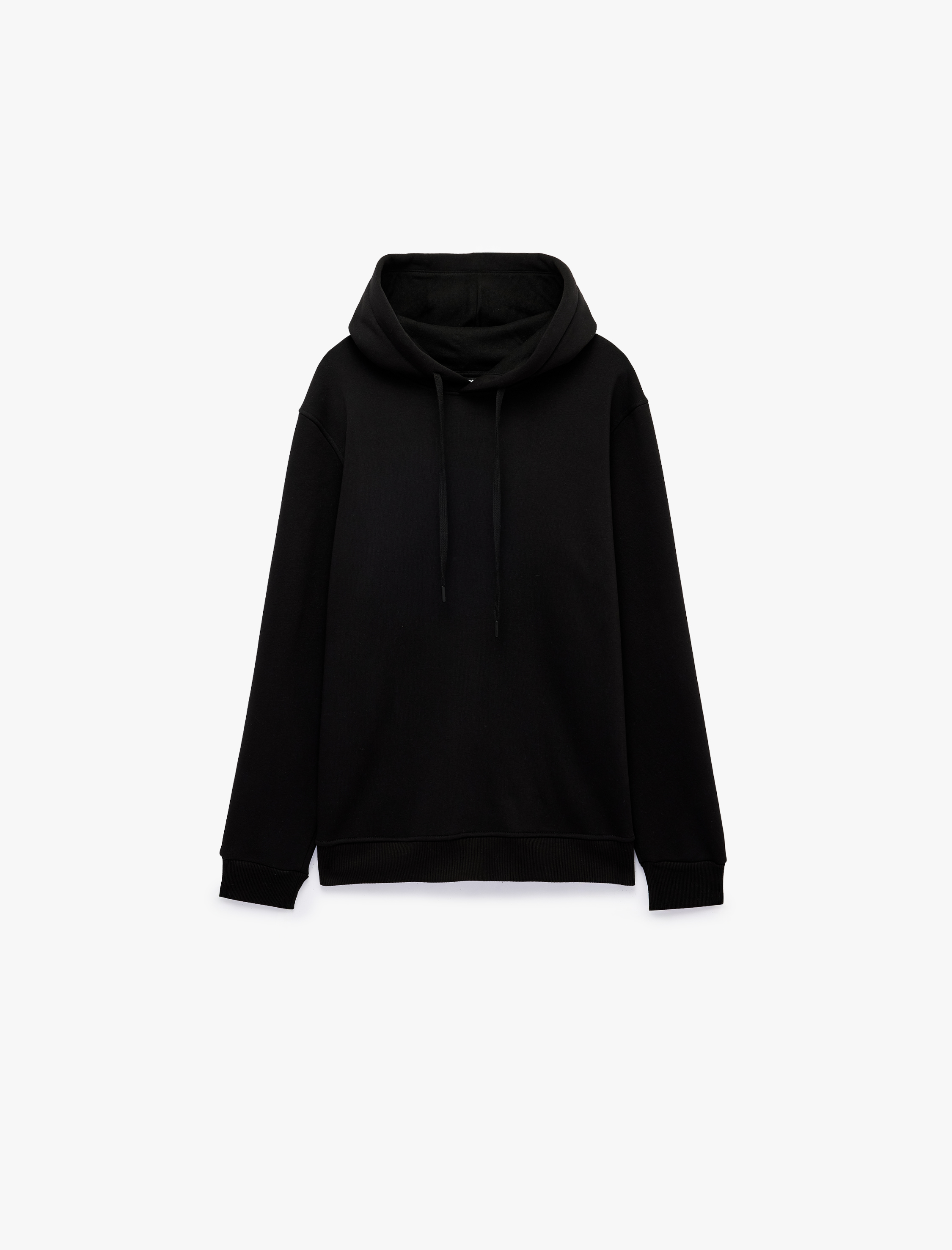   Uzun Kollu Üç İplik Şardonlu Pamuklu Kapşonlu Spor Sweatshirt