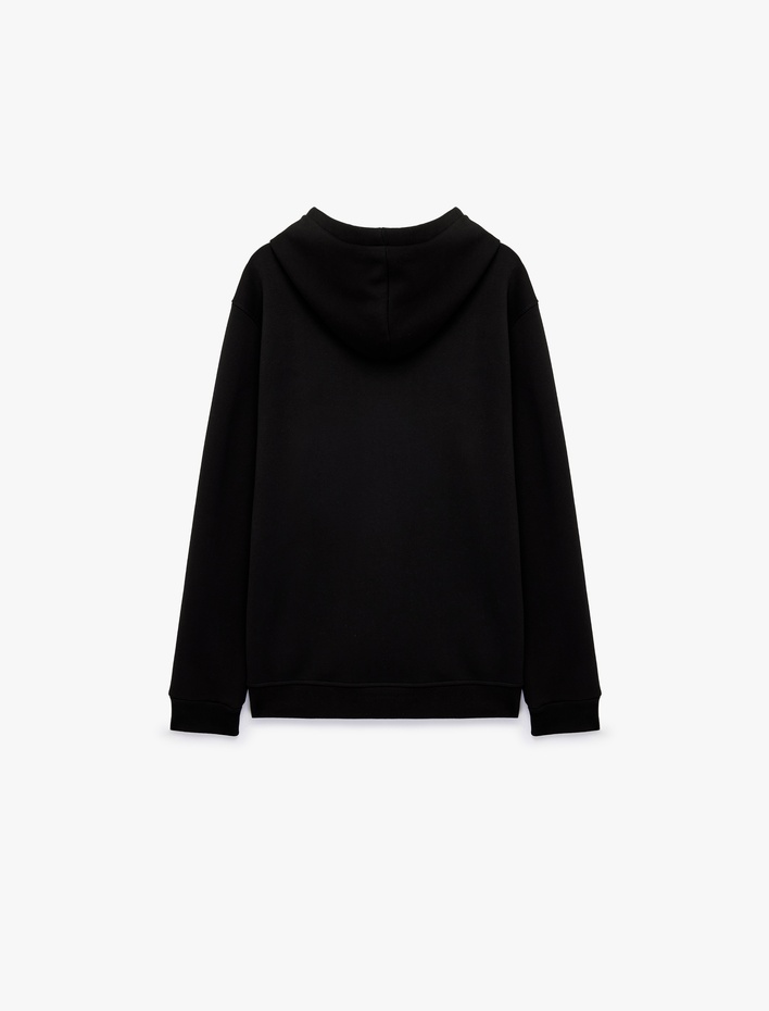  Uzun Kollu Üç İplik Şardonlu Pamuklu Kapşonlu Spor Sweatshirt