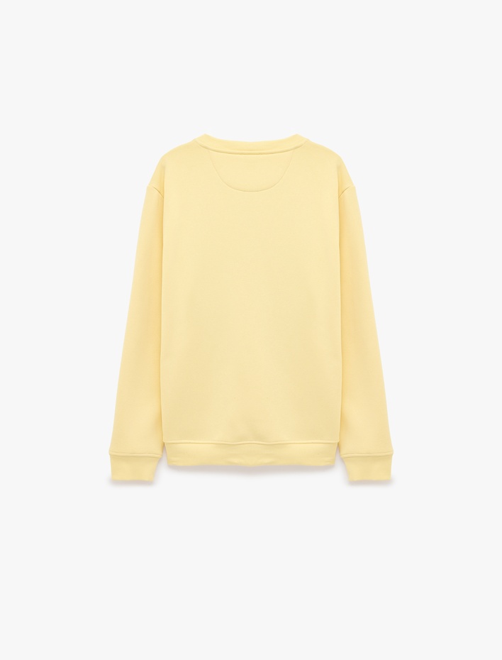  Üç İplik Şardonlu Uzun Kollu Bisiklet Yaka Baskılı Sweatshirt