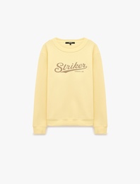 Üç İplik Şardonlu Uzun Kollu Bisiklet Yaka Baskılı Sweatshirt