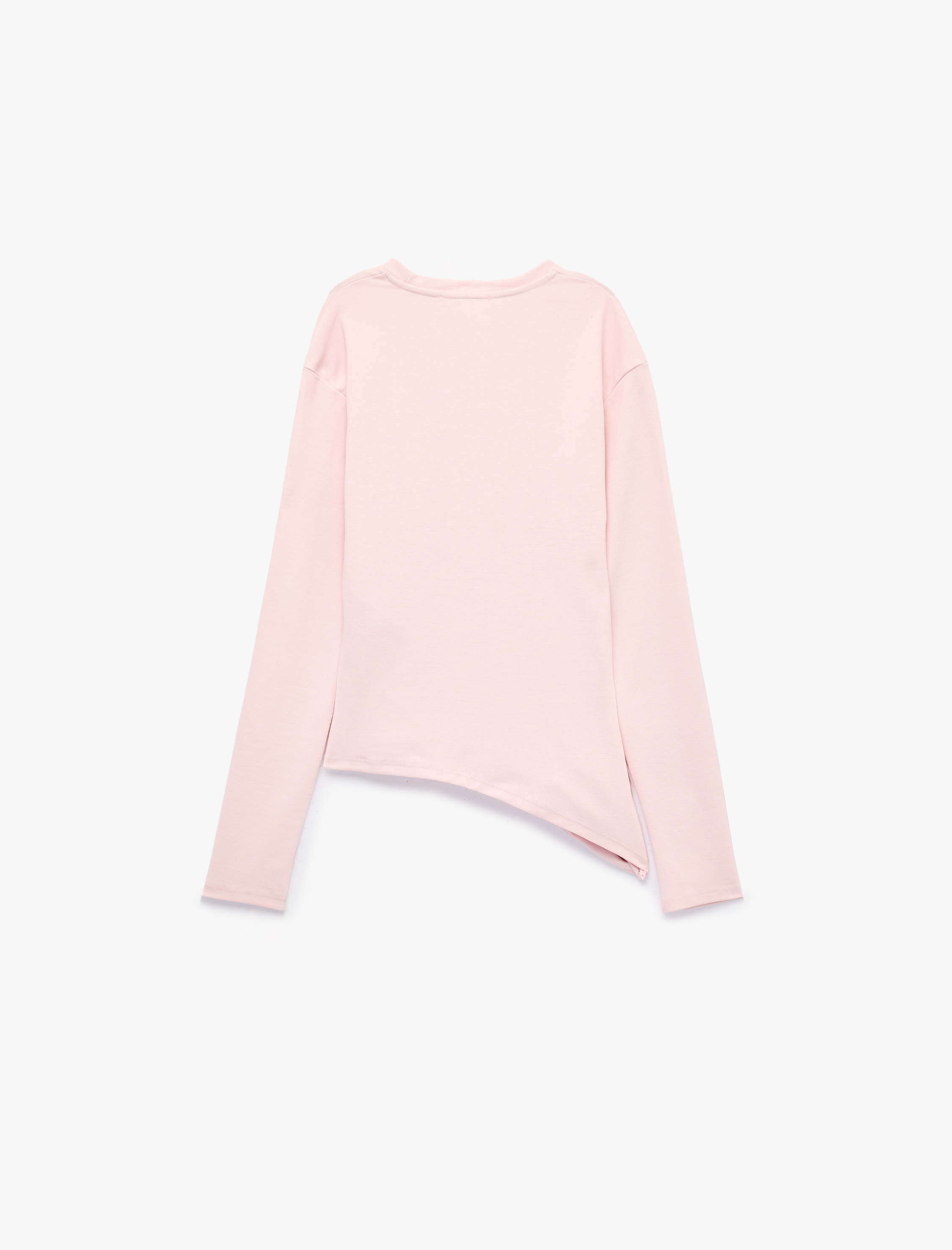   Asimetrik Kesim Slim Fit Bisiklet Yaka Kısa Kollu Pamuklu Tişört