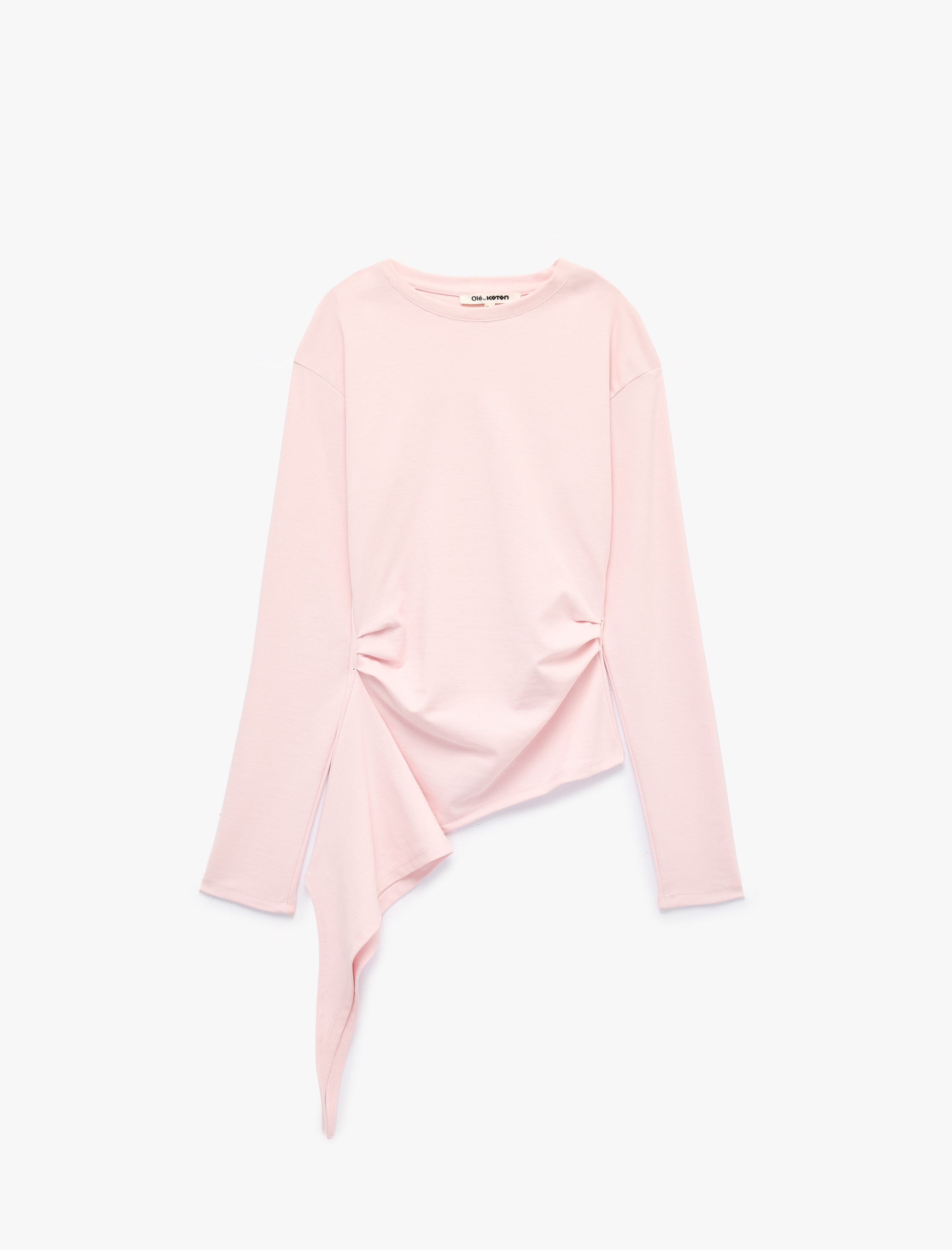   Asimetrik Kesim Slim Fit Bisiklet Yaka Kısa Kollu Pamuklu Tişört