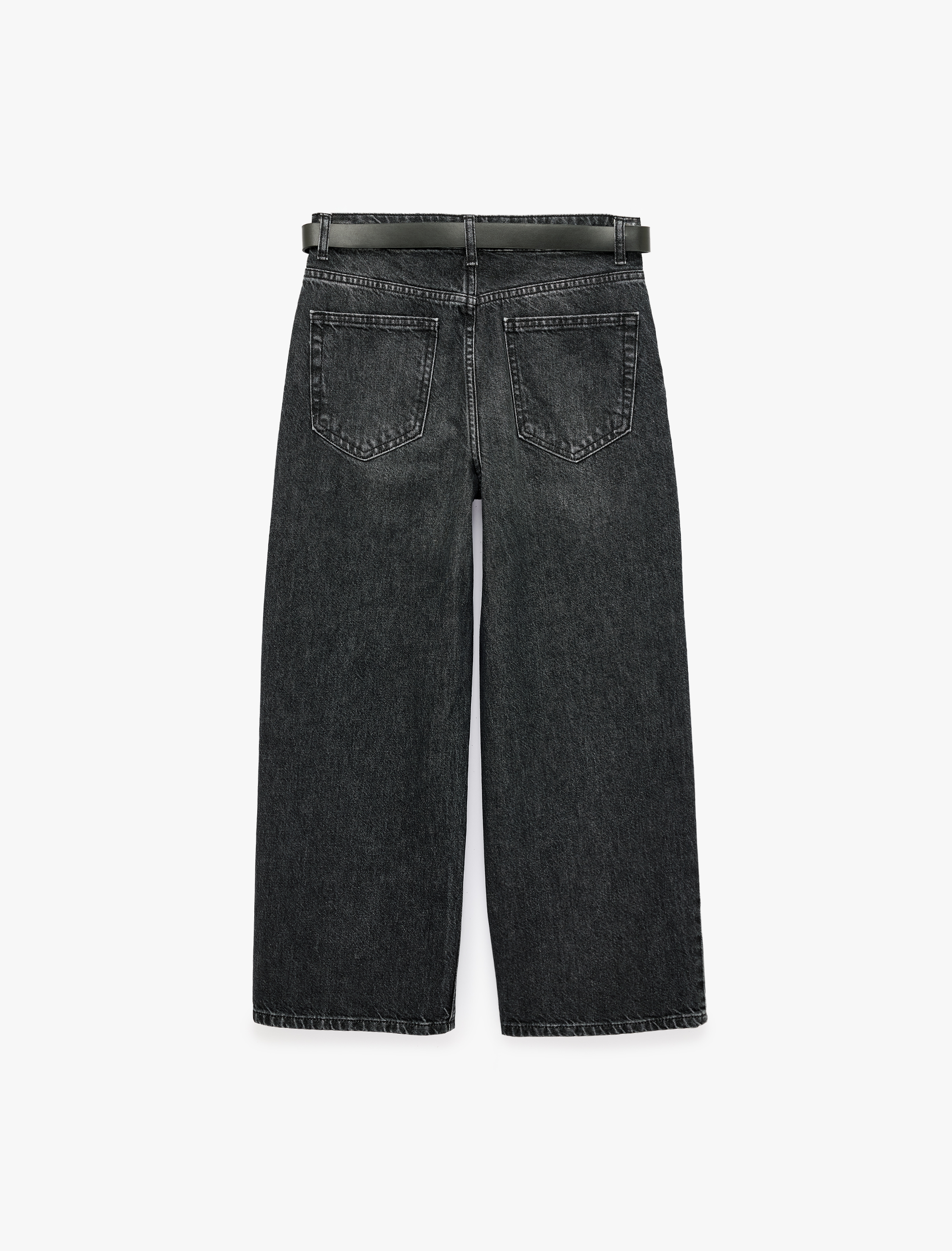   Kemerli Cepli Pamuklu Geniş Paça Jean Pantolon - Bianca Wide Leg Jeans