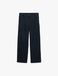 Regular Fit Cepli Beli Lastikli Düğmeli Viskon Kumaş Pantolon