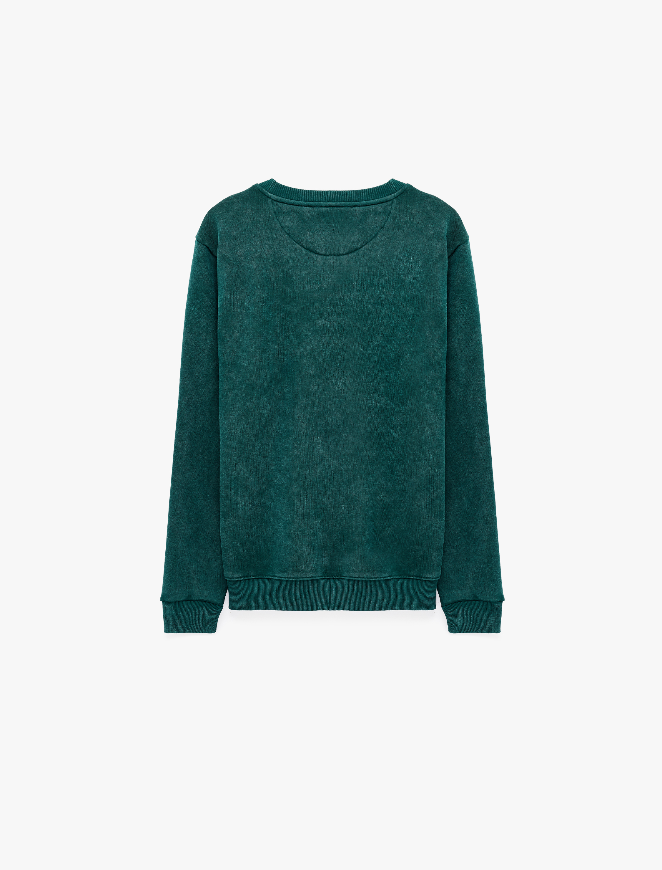   Uzun Kollu Üç İplik Şardonlu Yıkamalı Bisiklet Yaka Sweatshirt