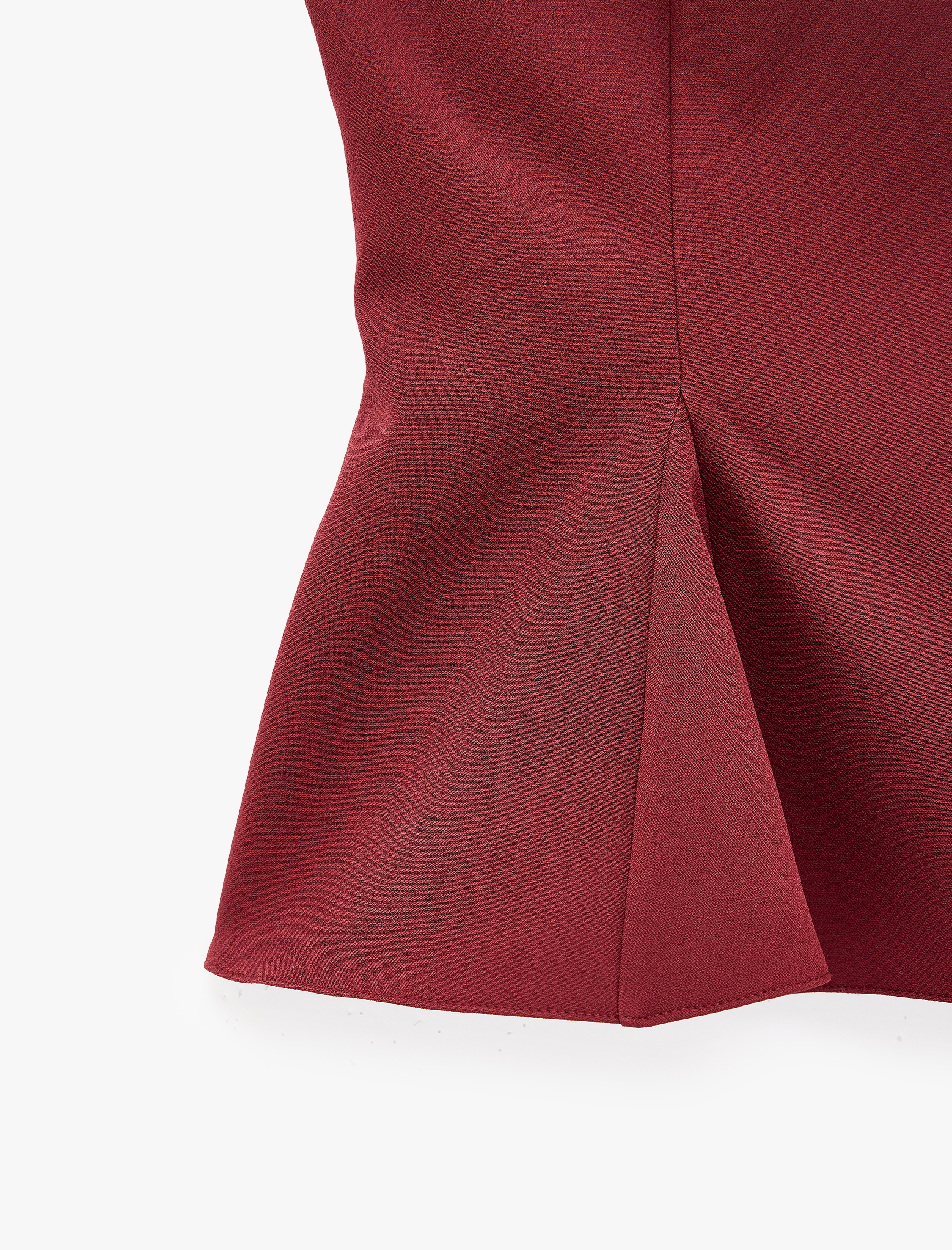   Slim Fit Fermuarlı Dik Yaka Kolsuz Peplum Bluz