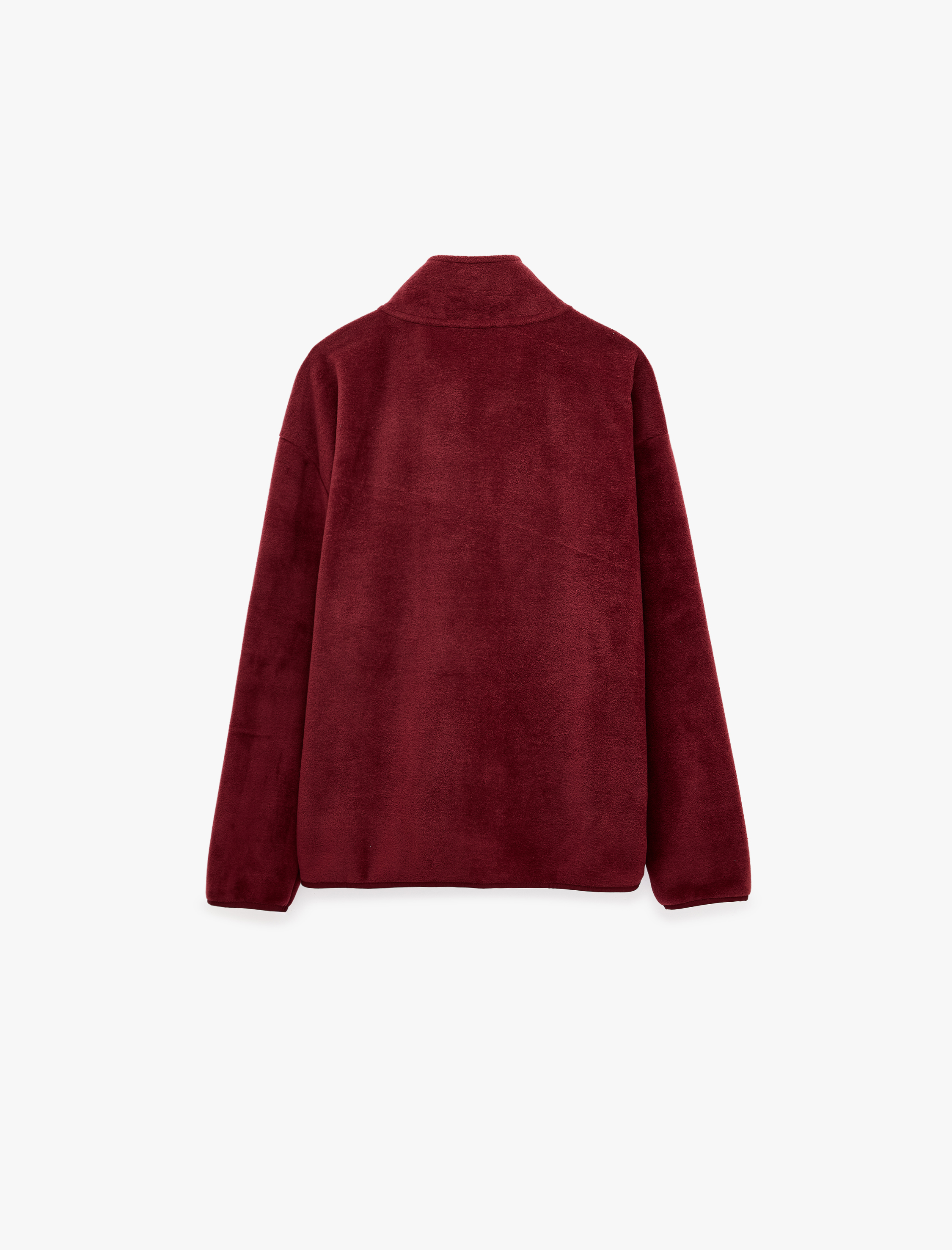   Uzun Kollu Dikiş Detaylı Çıtçıtlı Dik Yaka Polar Sweatshirt