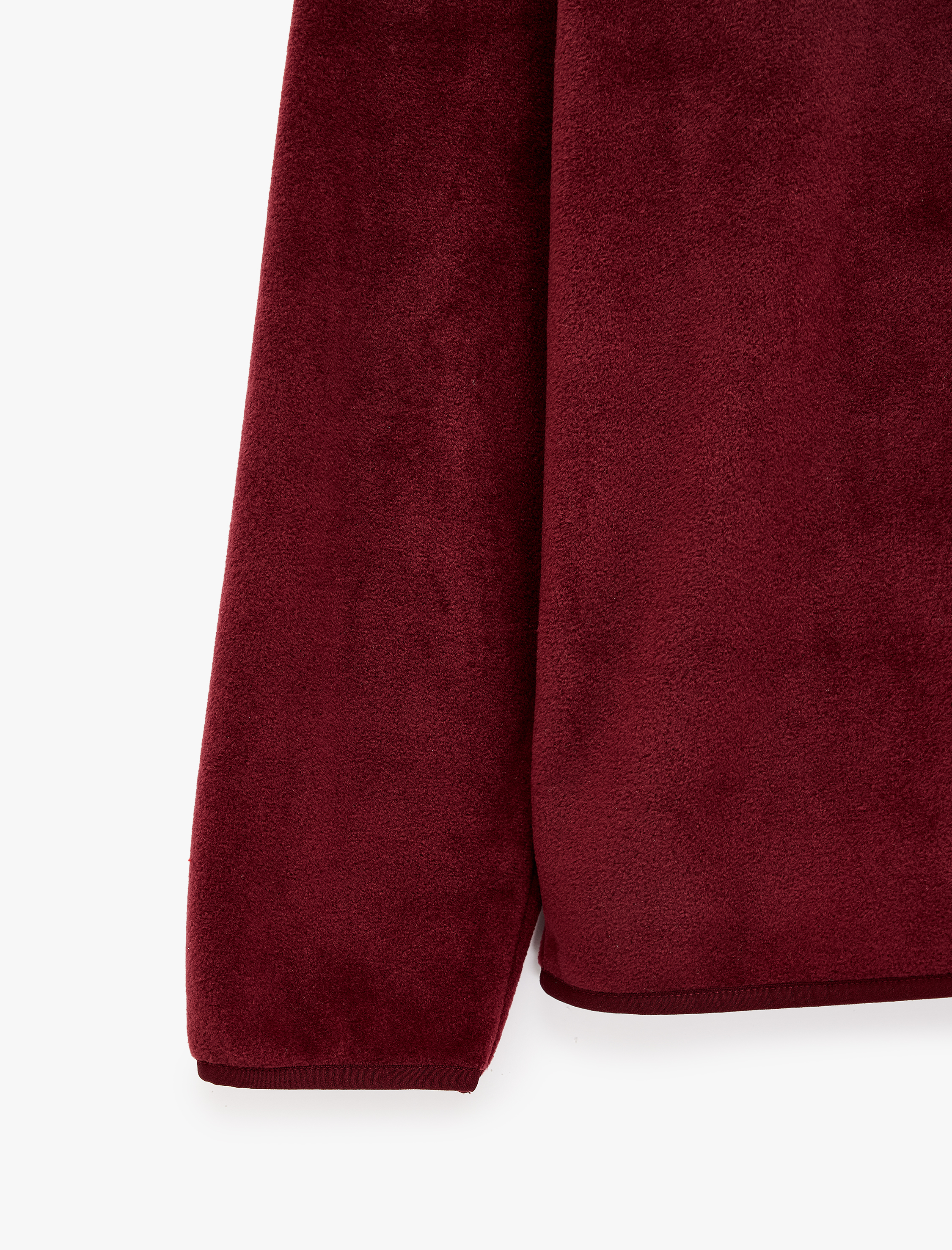   Uzun Kollu Dikiş Detaylı Çıtçıtlı Dik Yaka Polar Sweatshirt