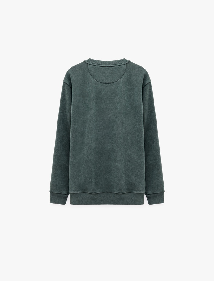  Uzun Kollu Üç İplik Şardonlu Yıkamalı Bisiklet Yaka Sweatshirt