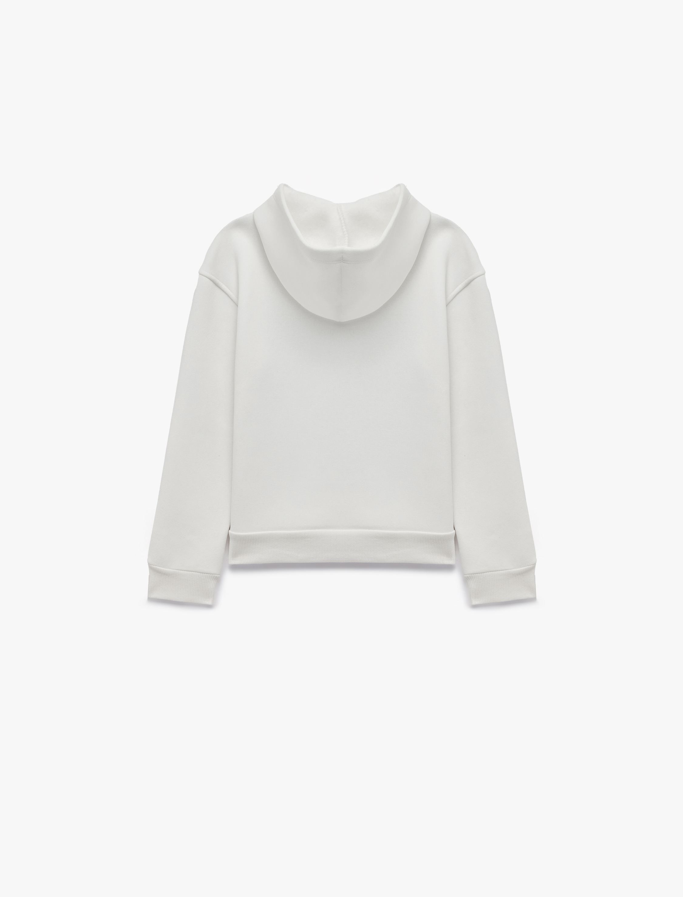  Kız Çocuk Kedi Baskılı Şardonlu Cepli Uzun Kollu Kapşonlu Sweatshirt