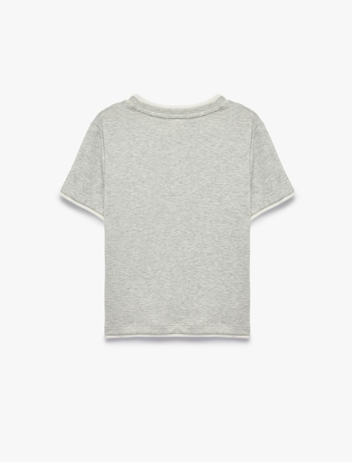  Modal Kumaş Slim Fit Biyeli Katmanlı Bisiklet Yaka Kısa Kollu Spor Tişört