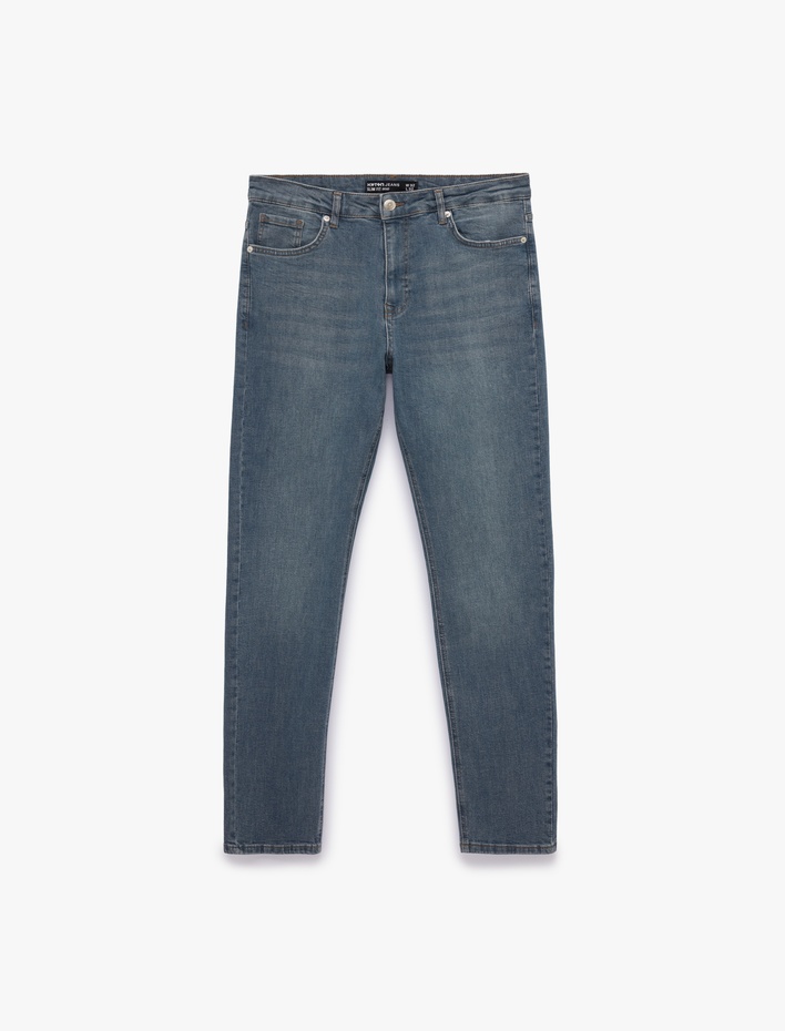  Cepli Normal Bel Pamuklu Slim Fit Jean Pantolon - Brad Jean