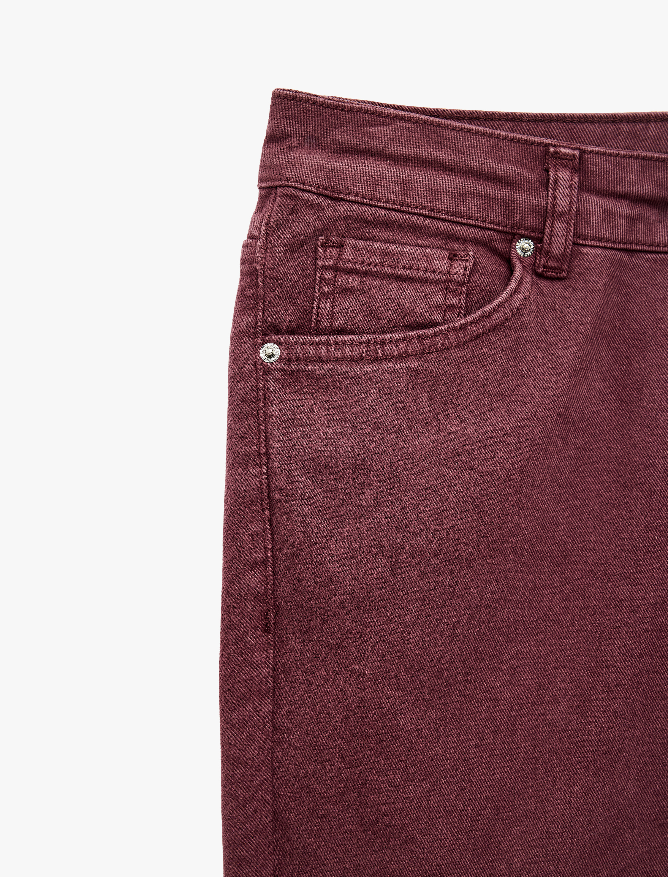   Pamuklu Dar Kesim Yüksek Bel Cepli Düğmeli İspanyol Paça Pantolon - Flare Jeans