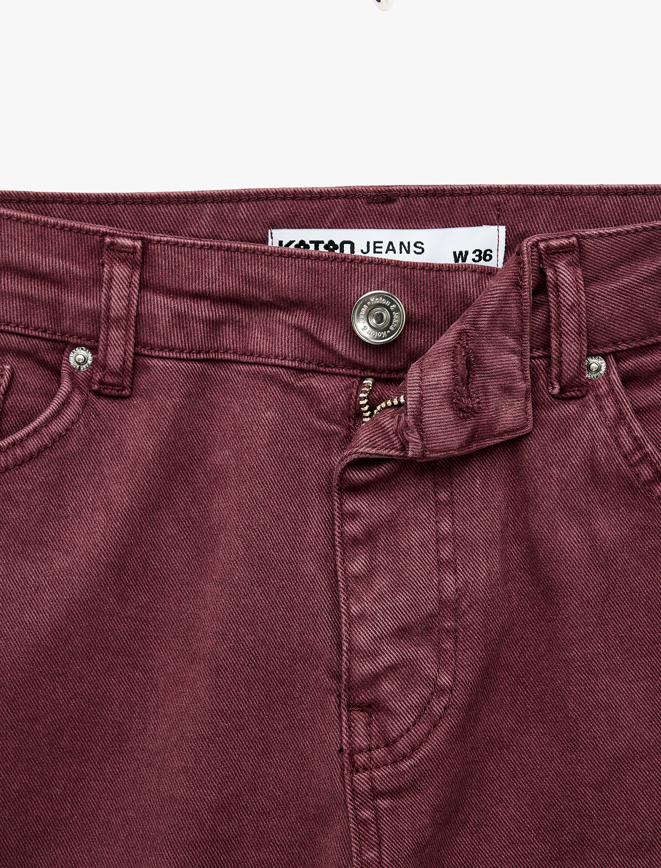   Pamuklu Dar Kesim Yüksek Bel Cepli Düğmeli İspanyol Paça Pantolon - Flare Jeans