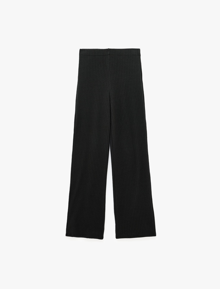  Kaşkorse Kumaş Düz Bol Paça Pantolon