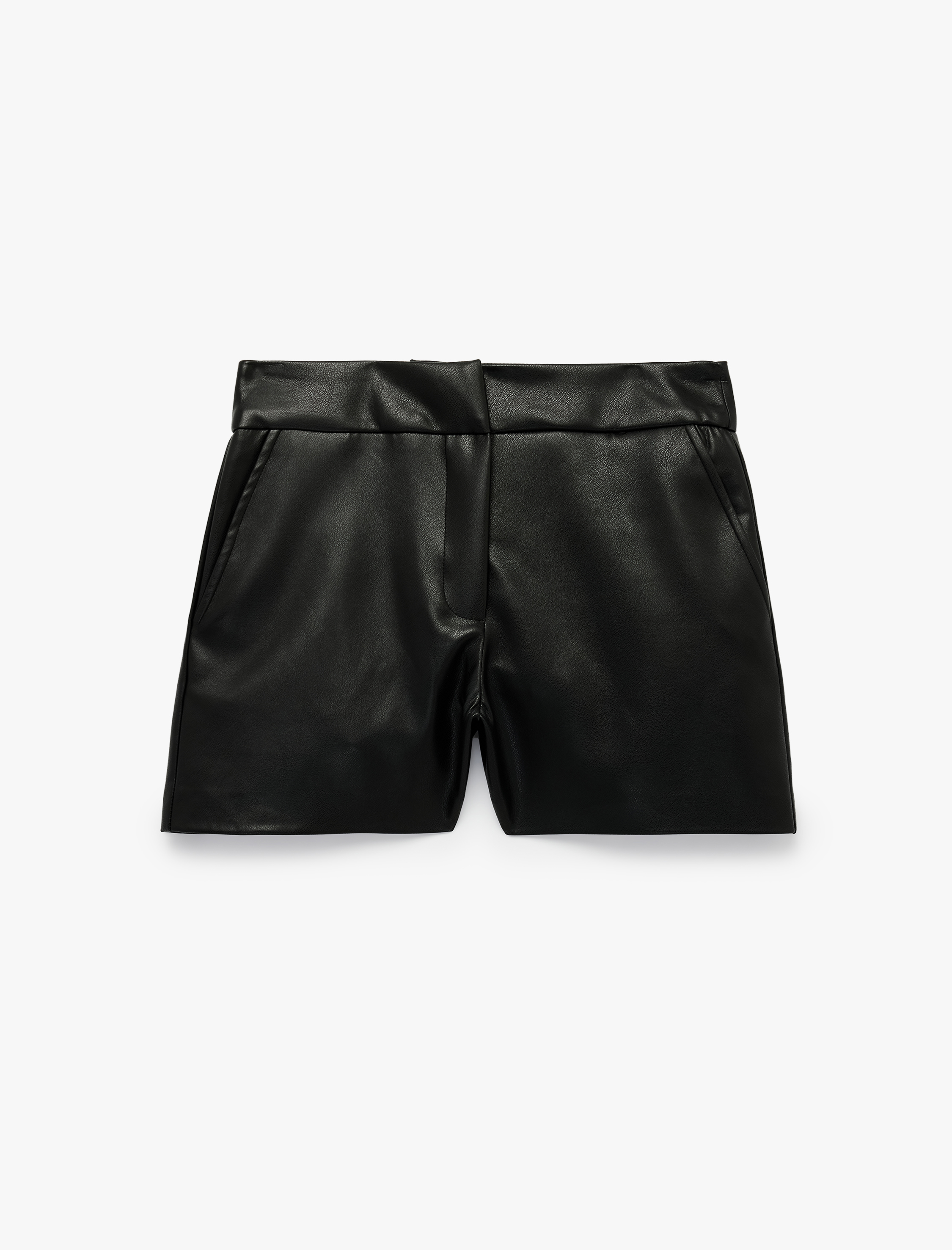   Cepli Slim Fit Suni Deri Mini Şort
