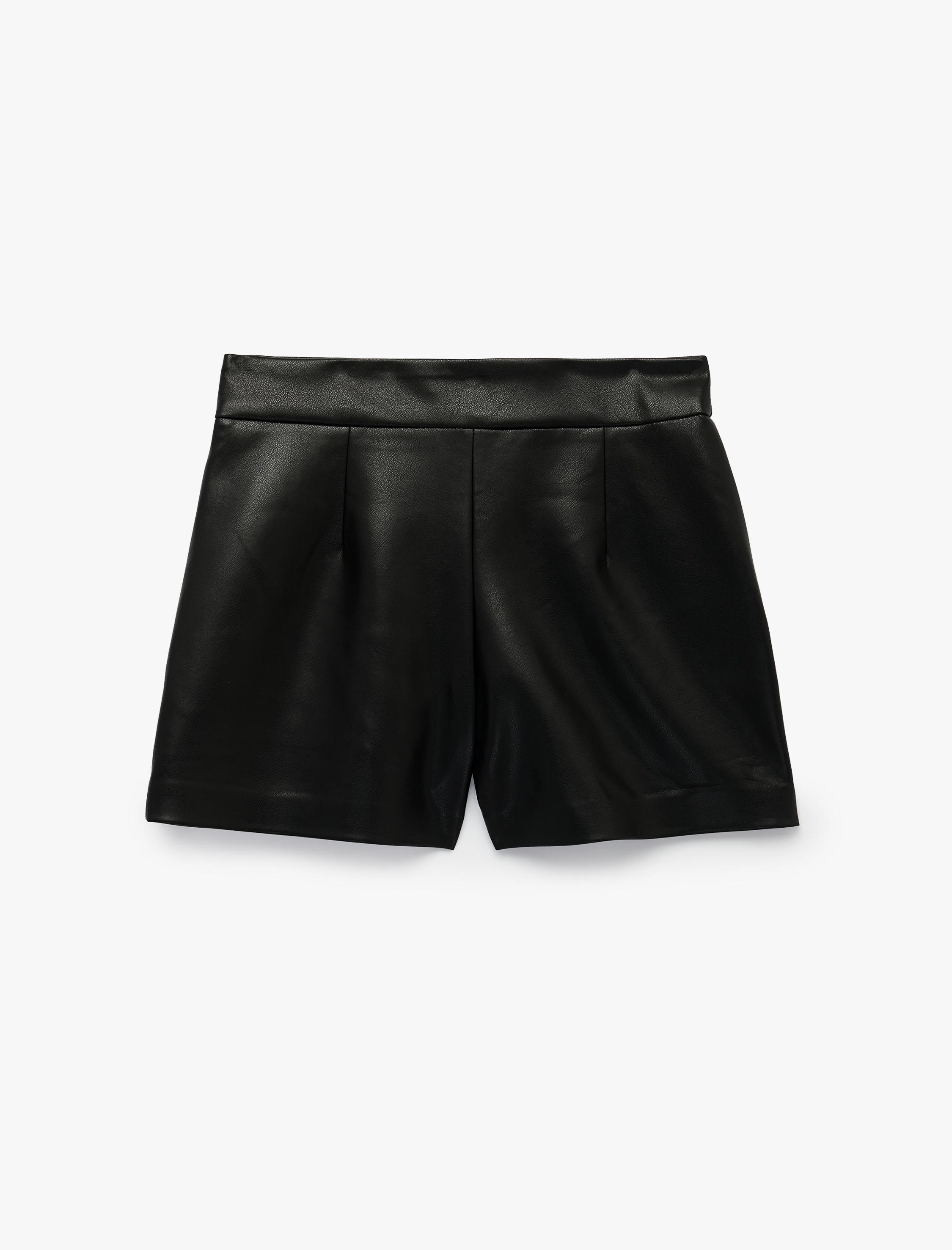   Cepli Slim Fit Suni Deri Mini Şort