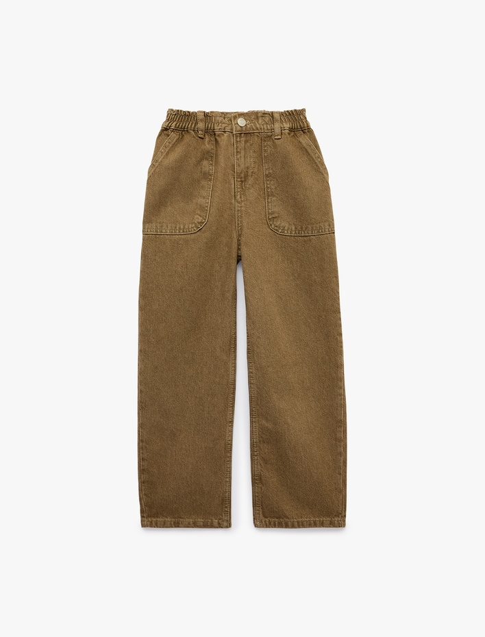 Erkek Çocuk Cepli Pamuklu Baggy Denim Pantolon