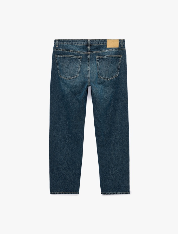  Cepli Normal Bel Pamuklu Vintage Straight Jean Pantolon