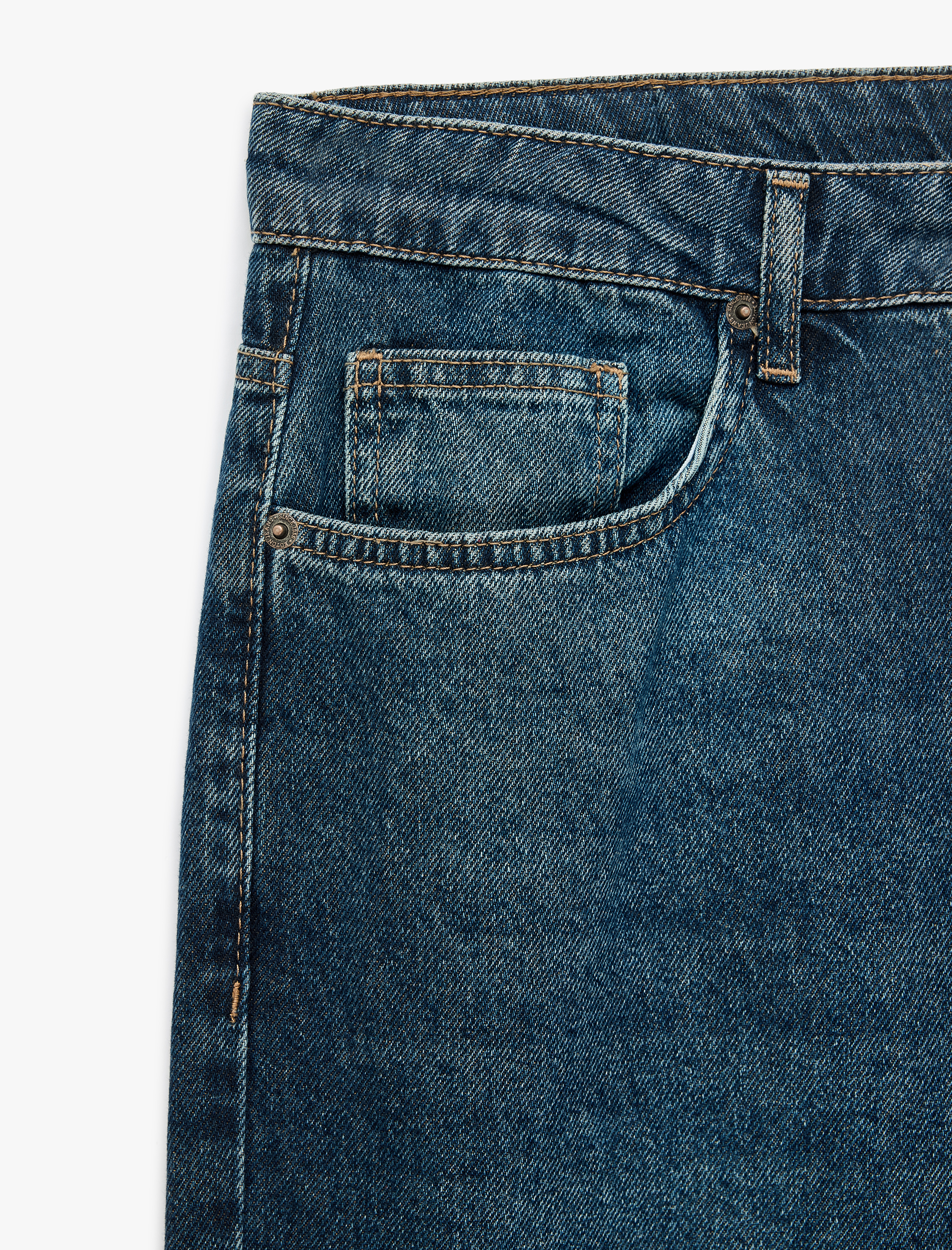   Cepli Normal Bel Pamuklu Vintage Straight Jean Pantolon