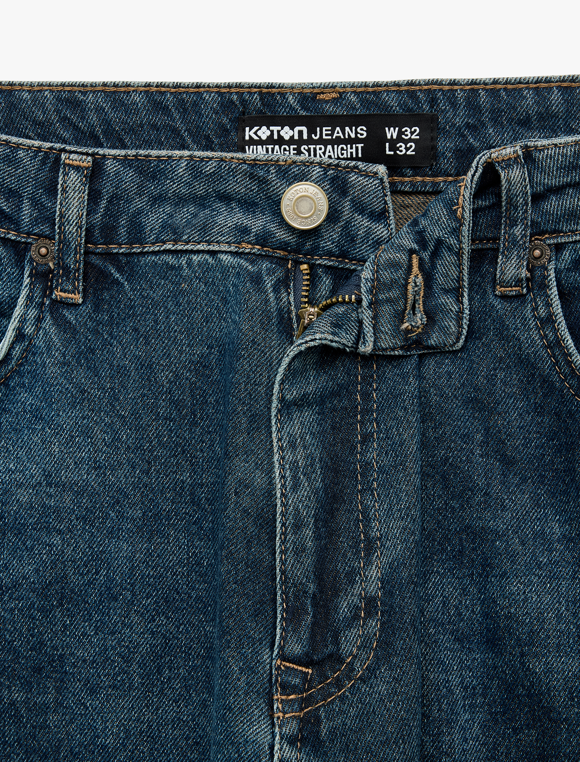   Cepli Normal Bel Pamuklu Vintage Straight Jean Pantolon