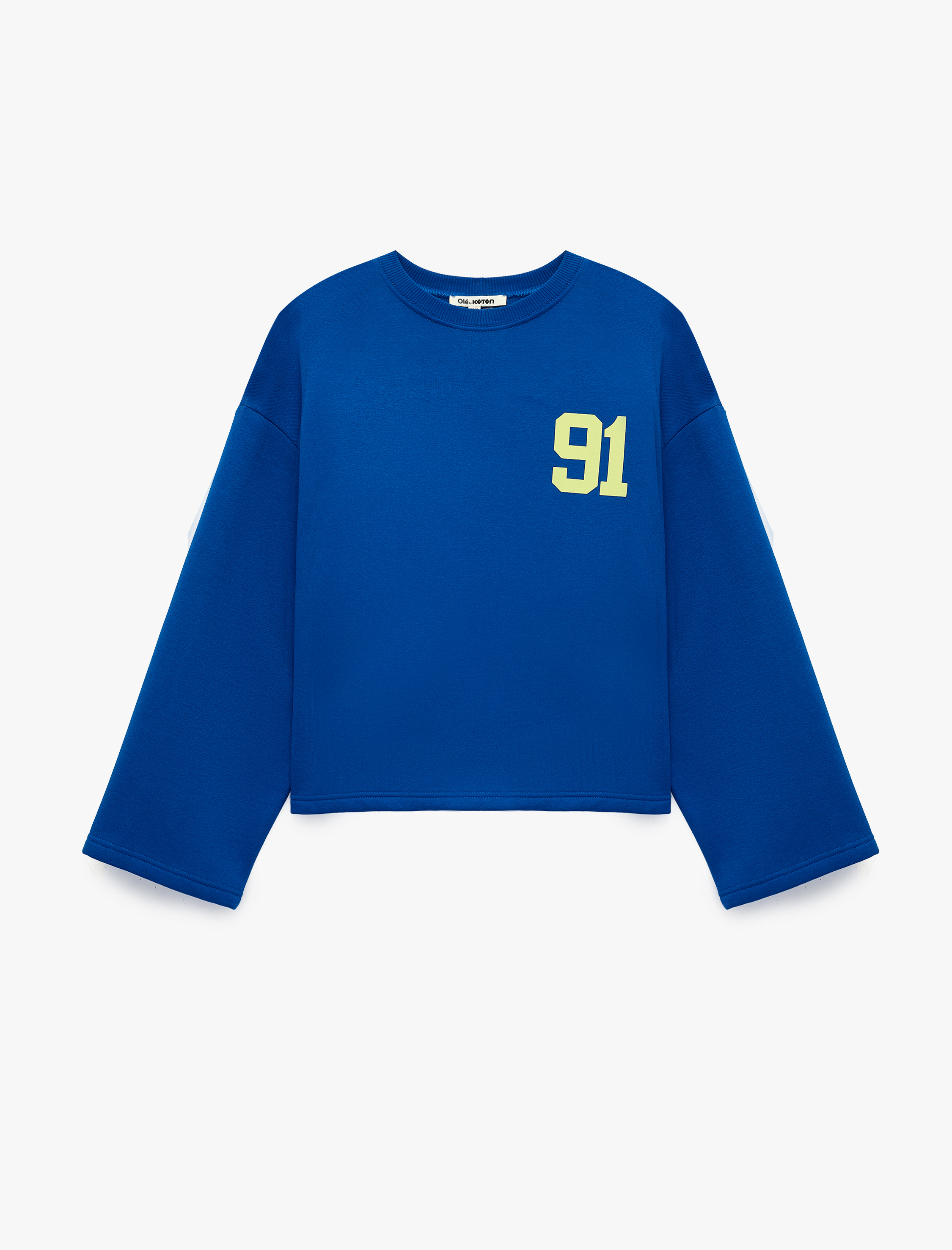   Bisiklet Yaka Uzun Kollu Arkası Baskılı Oversize Sweatshirt