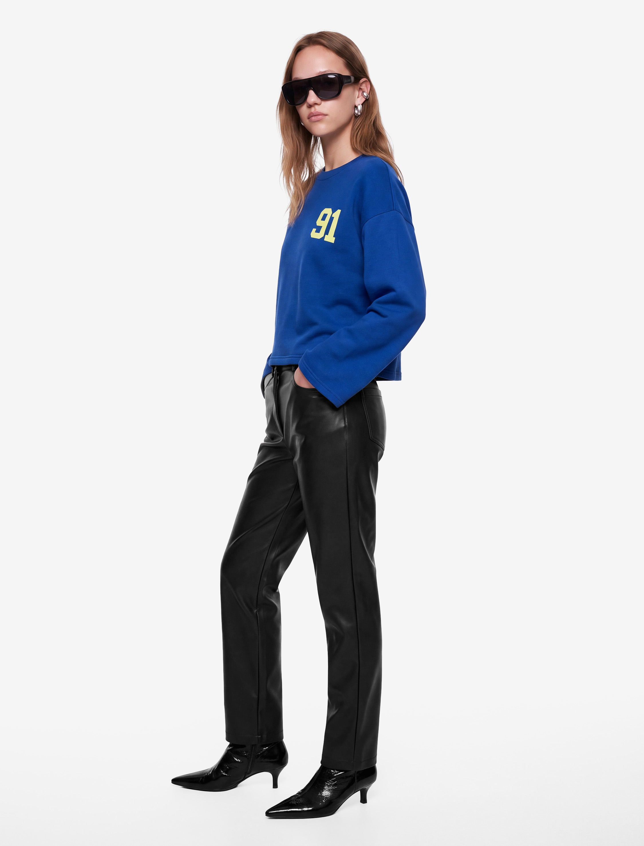   Bisiklet Yaka Uzun Kollu Arkası Baskılı Oversize Sweatshirt