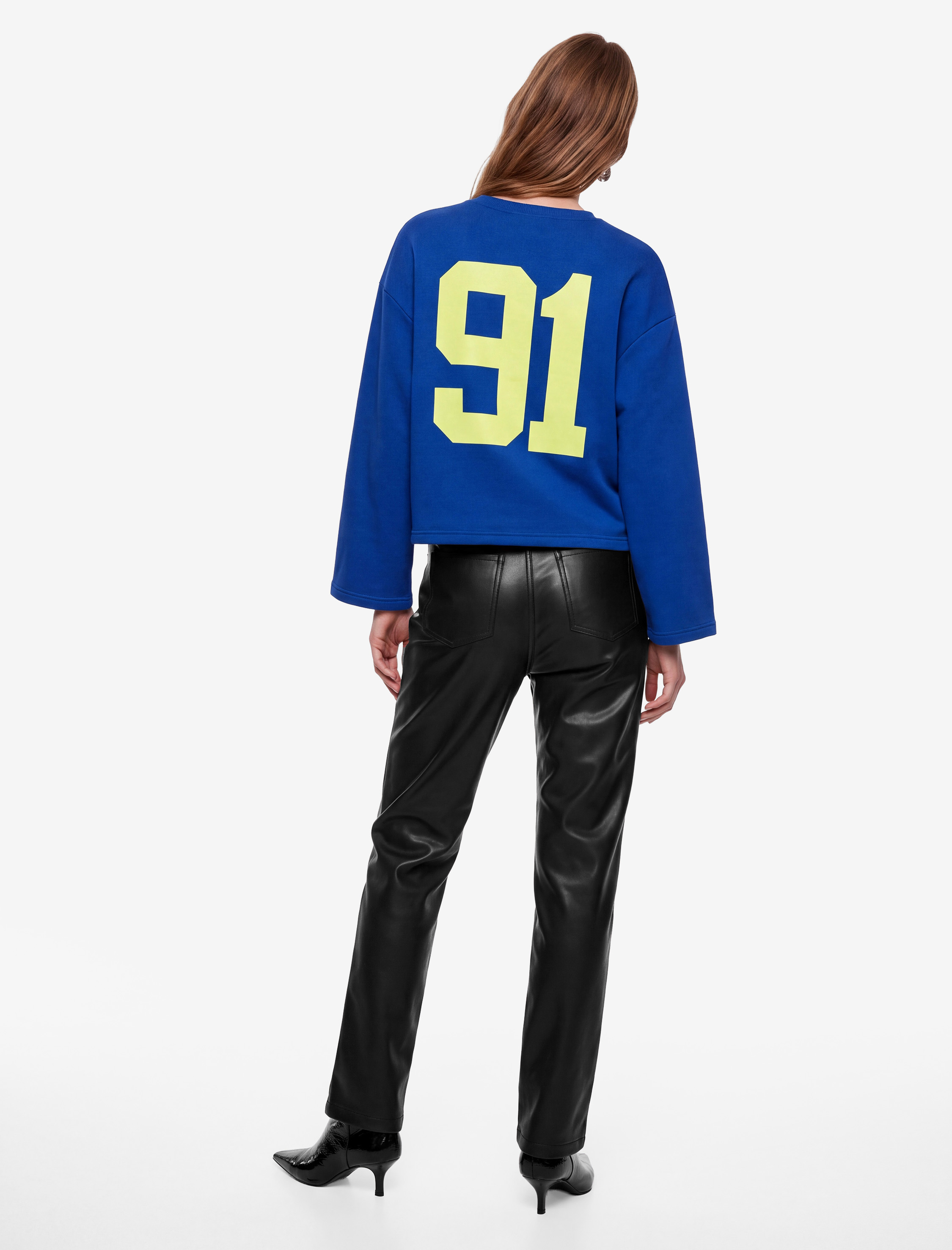   Bisiklet Yaka Uzun Kollu Arkası Baskılı Oversize Sweatshirt