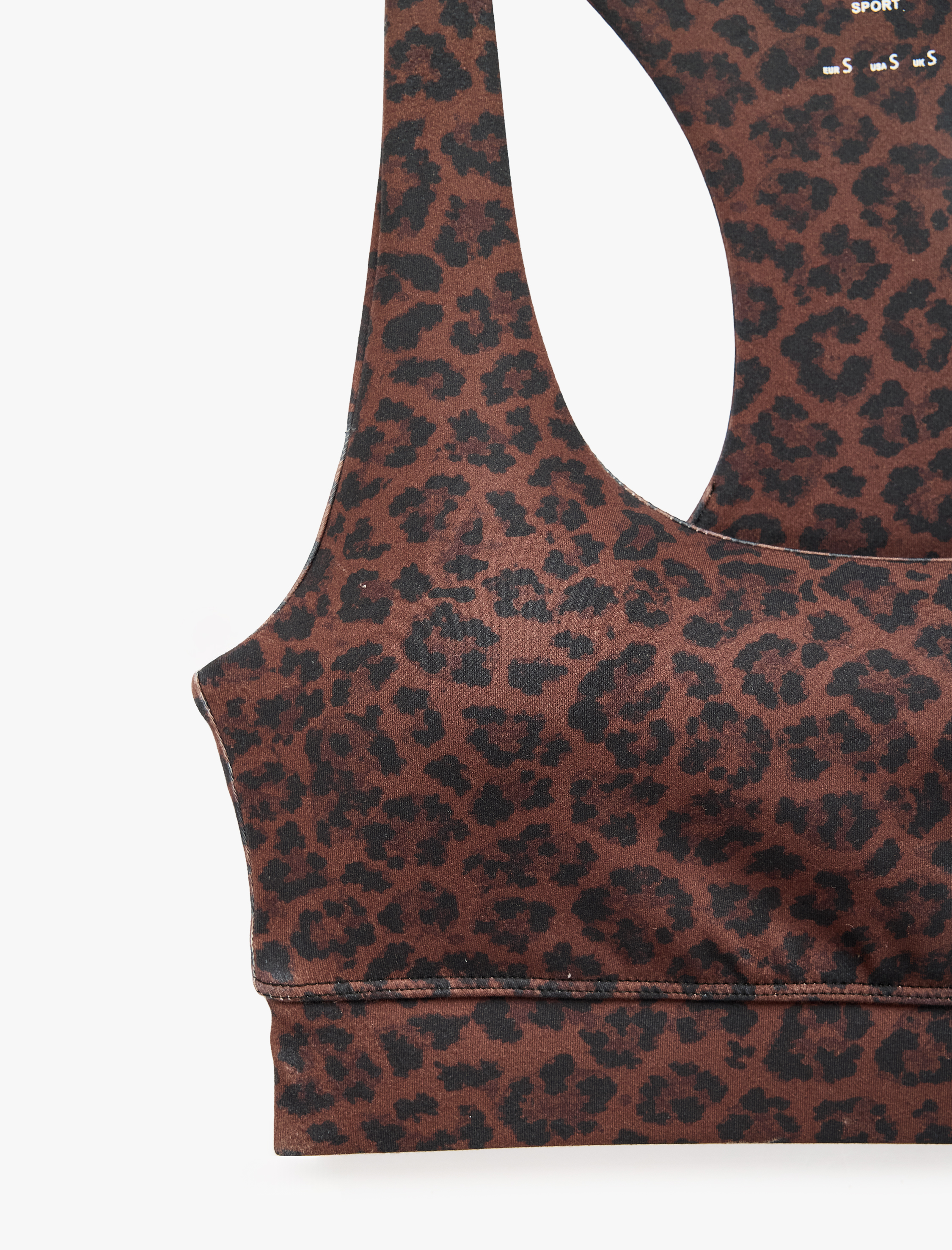   Slim Fit Kaplı U Yaka Leopar Desenli Sporcu Sütyeni