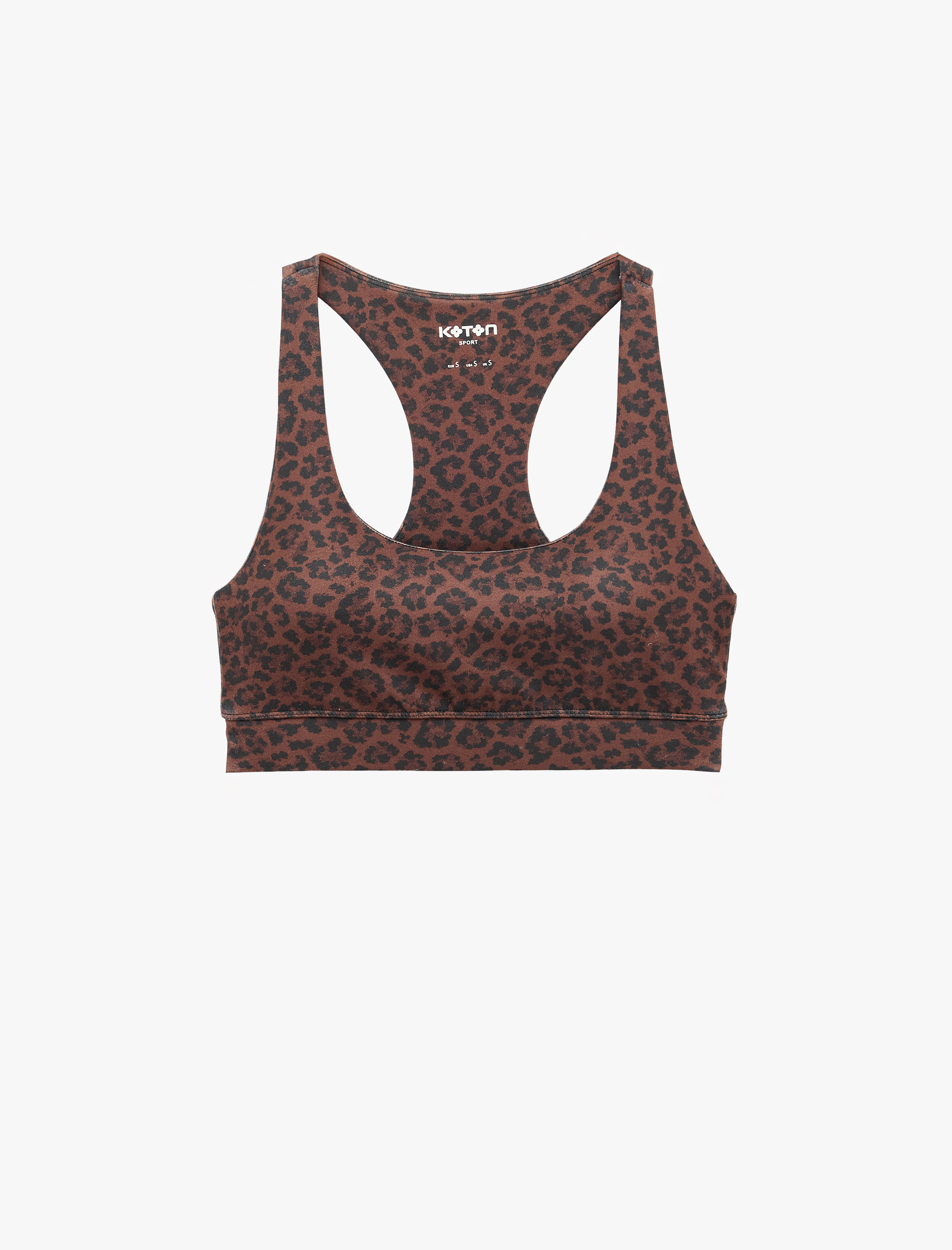   Slim Fit Kaplı U Yaka Leopar Desenli Sporcu Sütyeni