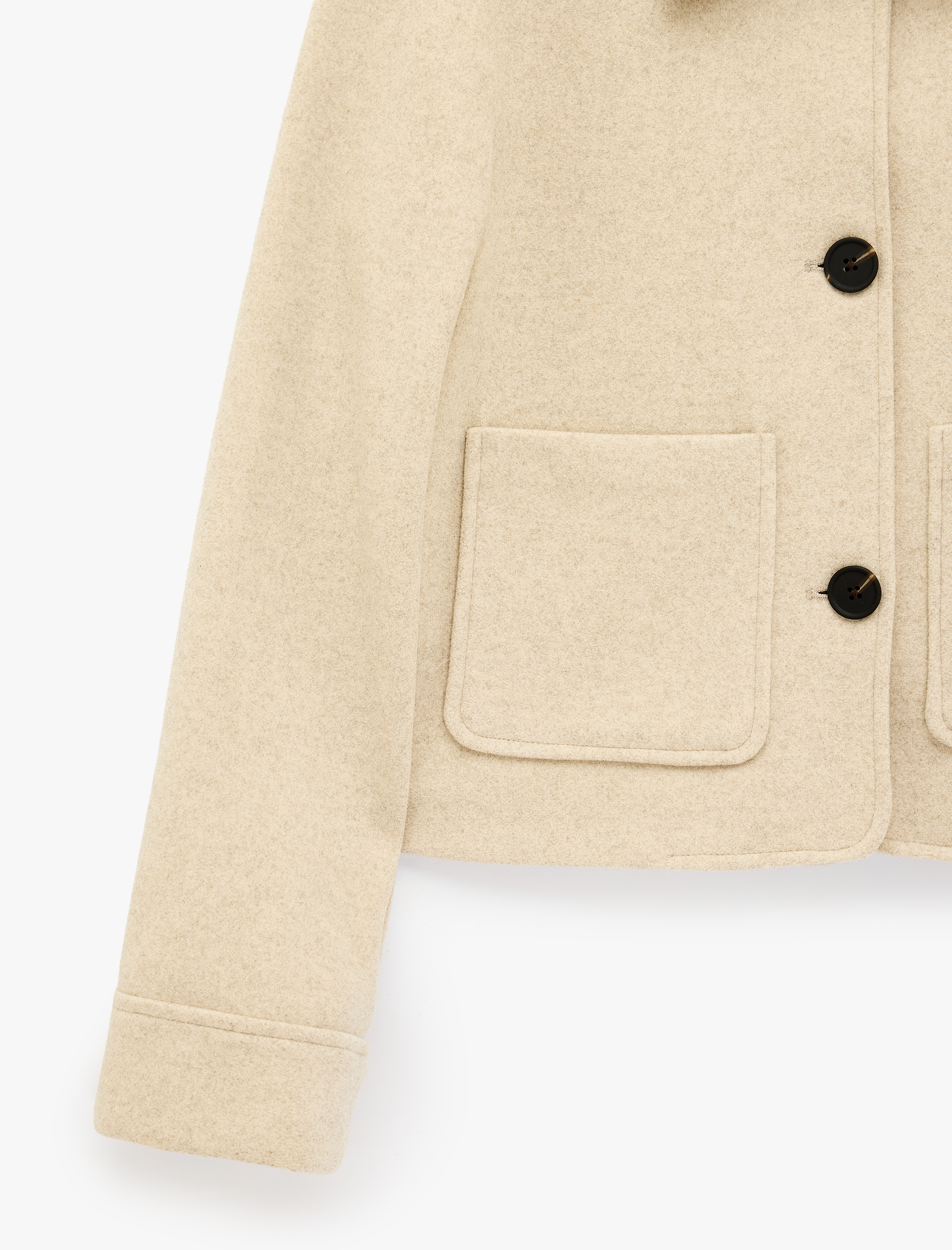   Cepli Düğmeli Crop Kaşe Mevsimlik Bomber Ceket
