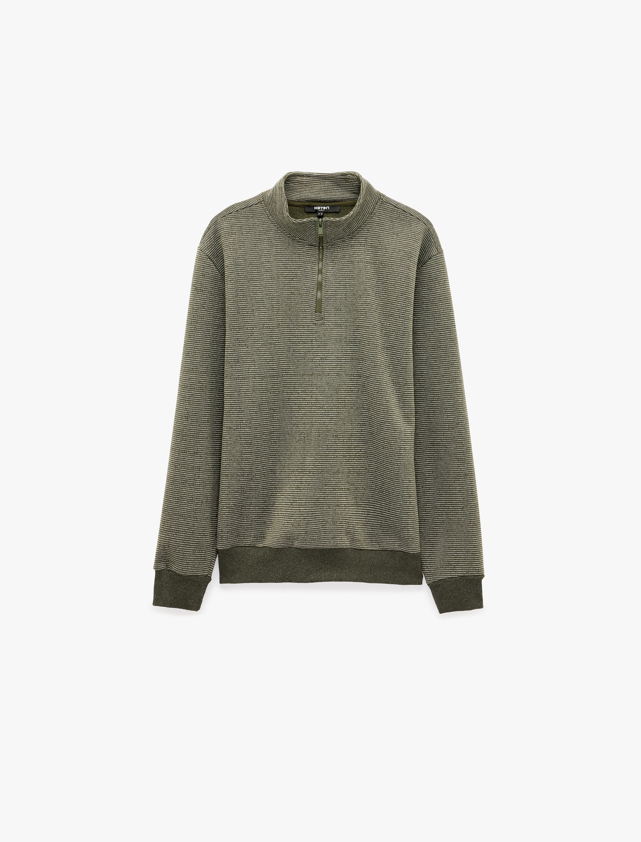   Üç İplik Şardonlu Cepli Uzun Kollu Fermuarlı Kapşonlu Sweatshirt