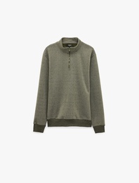 Üç İplik Şardonlu Cepli Uzun Kollu Fermuarlı Kapşonlu Sweatshirt