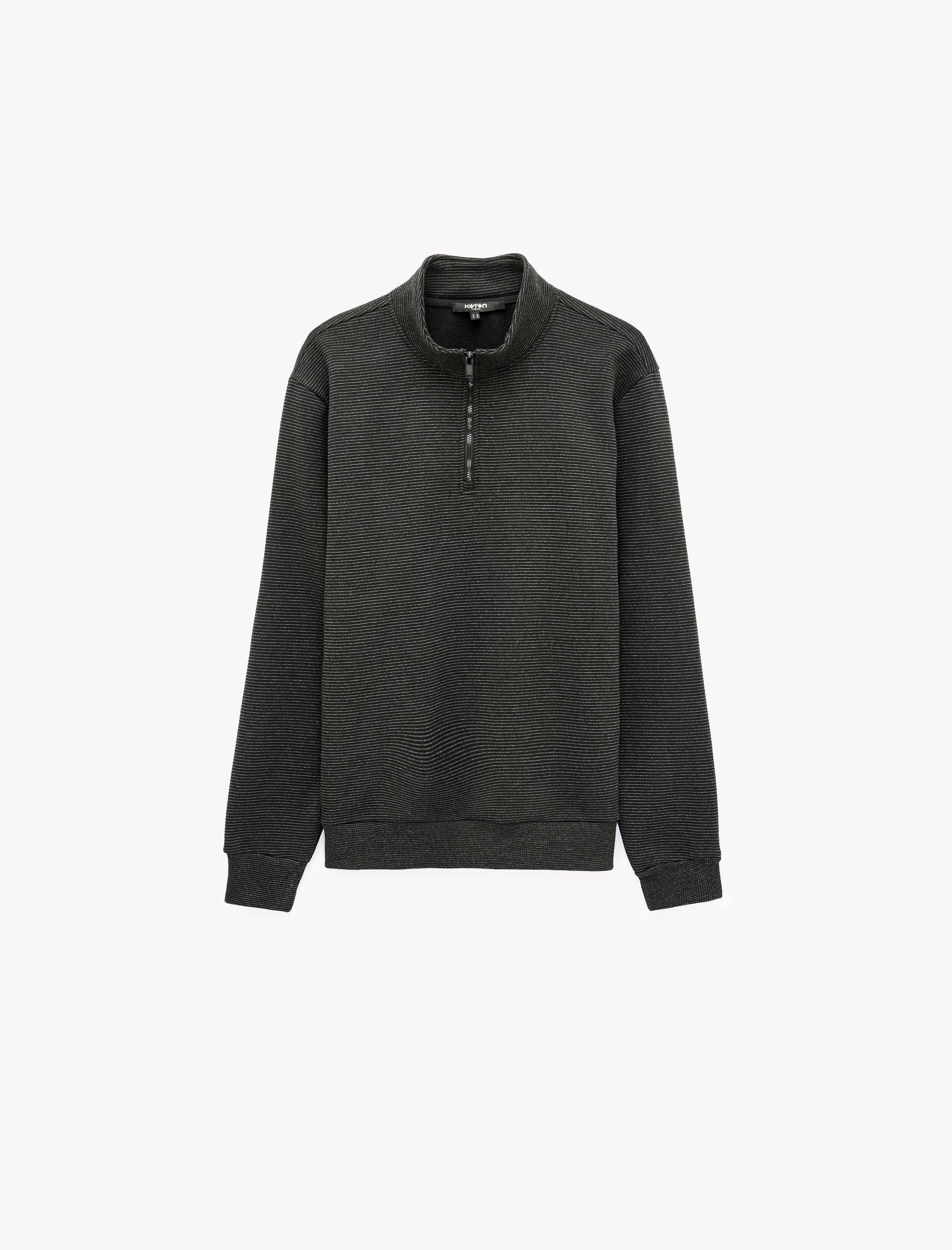   Üç İplik Şardonlu Cepli Uzun Kollu Fermuarlı Kapşonlu Sweatshirt