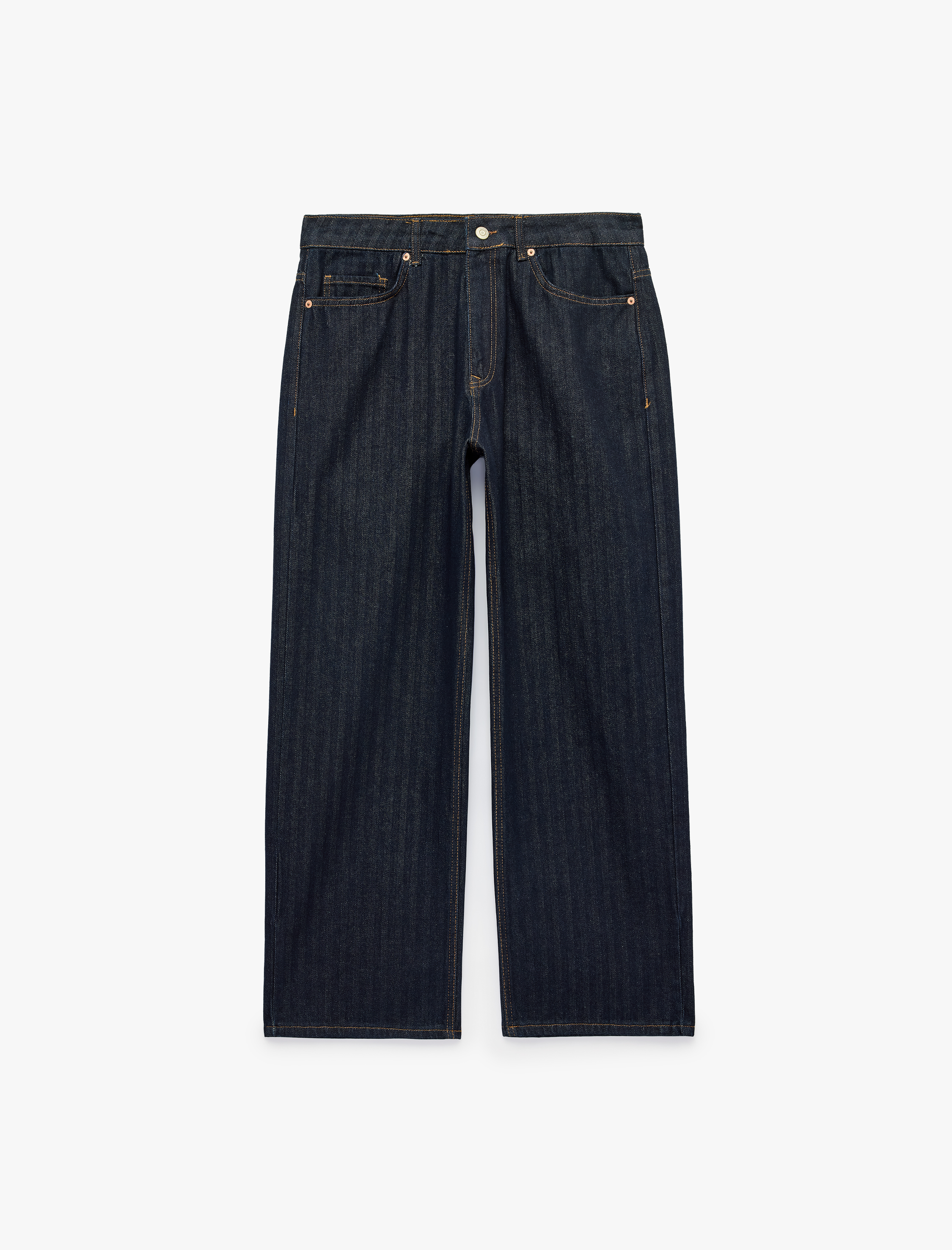   Bol Kalıp Pamuklu Çizgili Loose Fit Jean Pantolon - Steve Jean