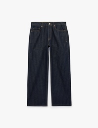 Bol Kalıp Pamuklu Çizgili Loose Fit Jean Pantolon - Steve Jean