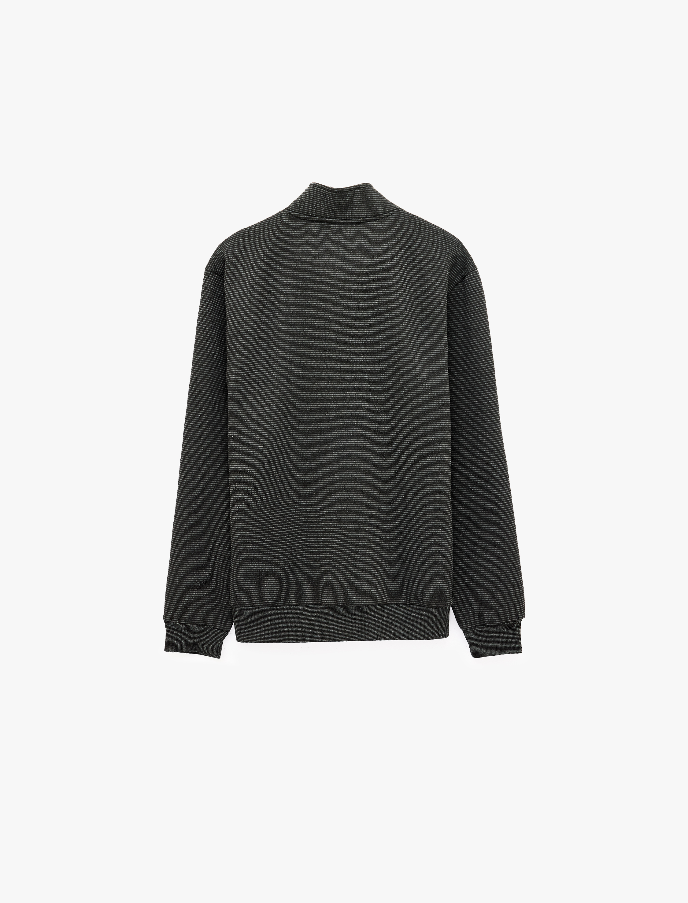   Üç İplik Şardonlu Cepli Uzun Kollu Fermuarlı Kapşonlu Sweatshirt
