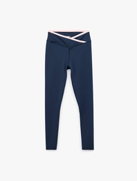 Yüksek Bel Kemer Detaylı Biyeli Slim Fit Spor Tayt